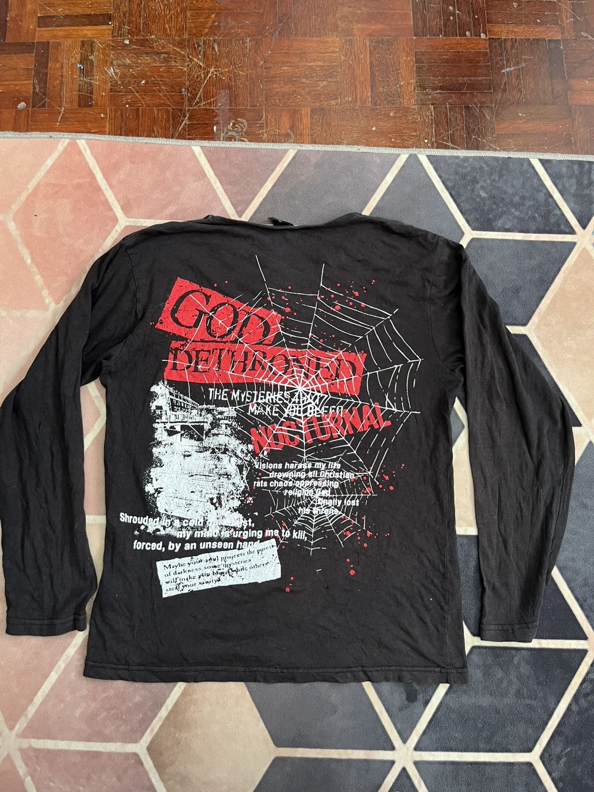 Expert Horror 💥Vtg 90s GOD DETHRONED Poem Religion Lost CH Rip Off PUNK Size US L / EU 52-54 / 3 - 7 Thumbnail