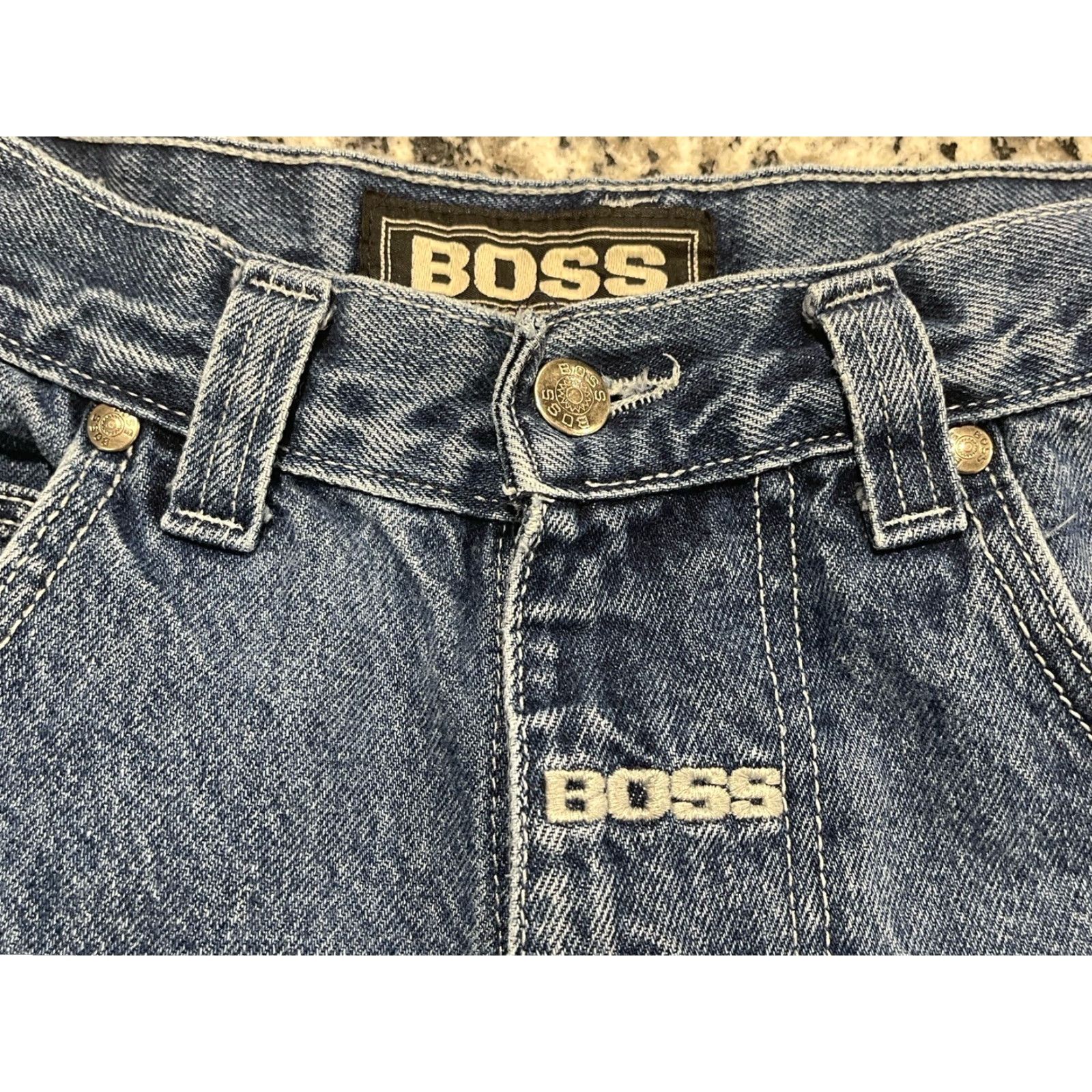 Vintage VINTAGE Boss Jeans Men Jeans 29x30.5 Black 90s Grunge Y2K Skater USA Made Embroidered Wide-Leg Baggy Size US 29 - 3 Thumbnail