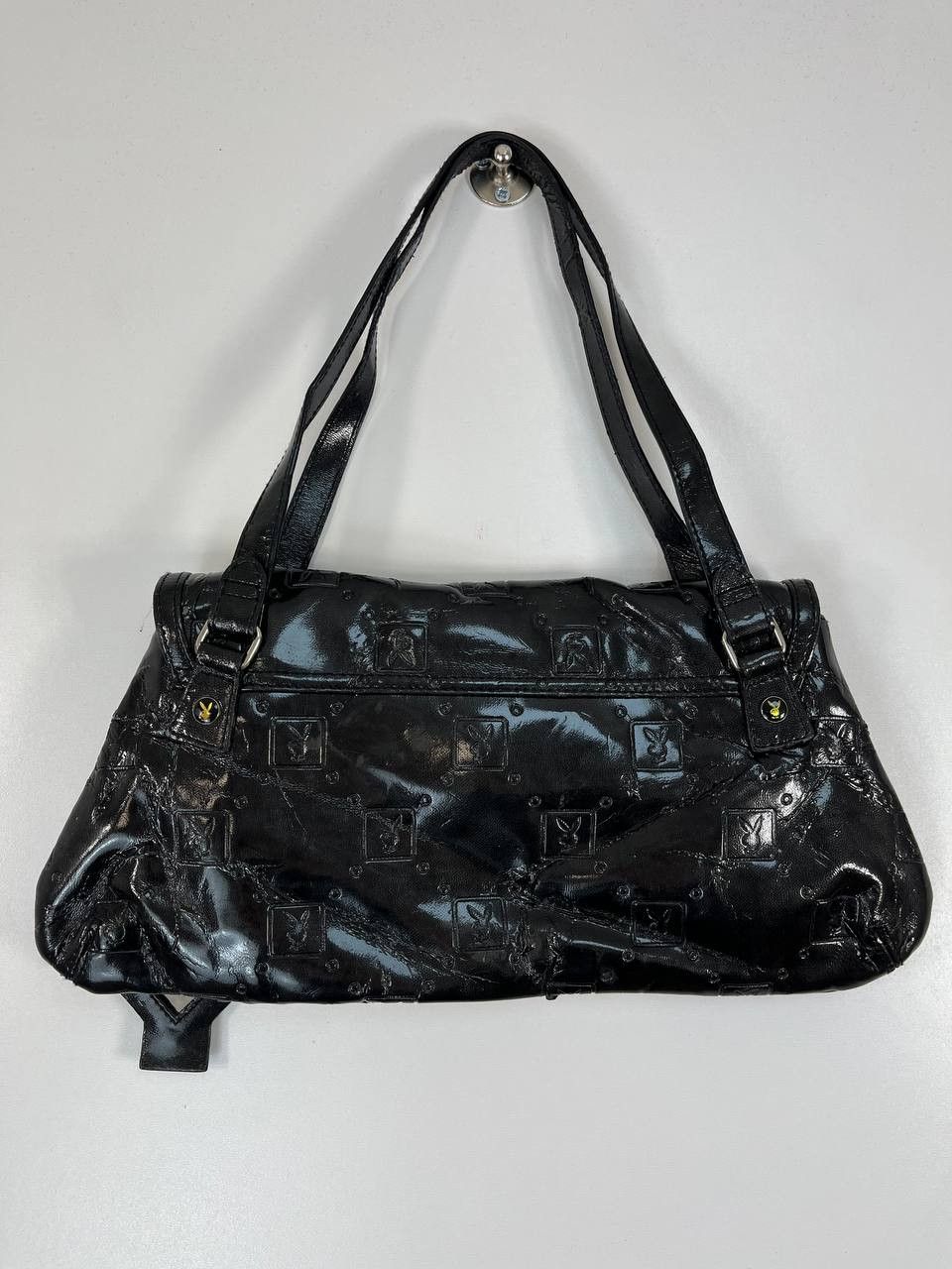 Playboy Playboy Care Embossed Black Patent Leather Shoulder Bag Vint Size ONE SIZE - 8 Thumbnail