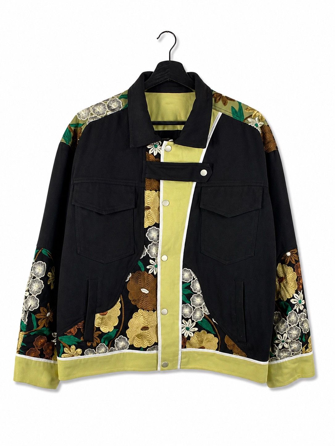 Japanese Brand Vintage Style Floral Patchwork Cropped Jacket Black Cotton Size US M / EU 48-50 / 2 - 1 Thumbnail