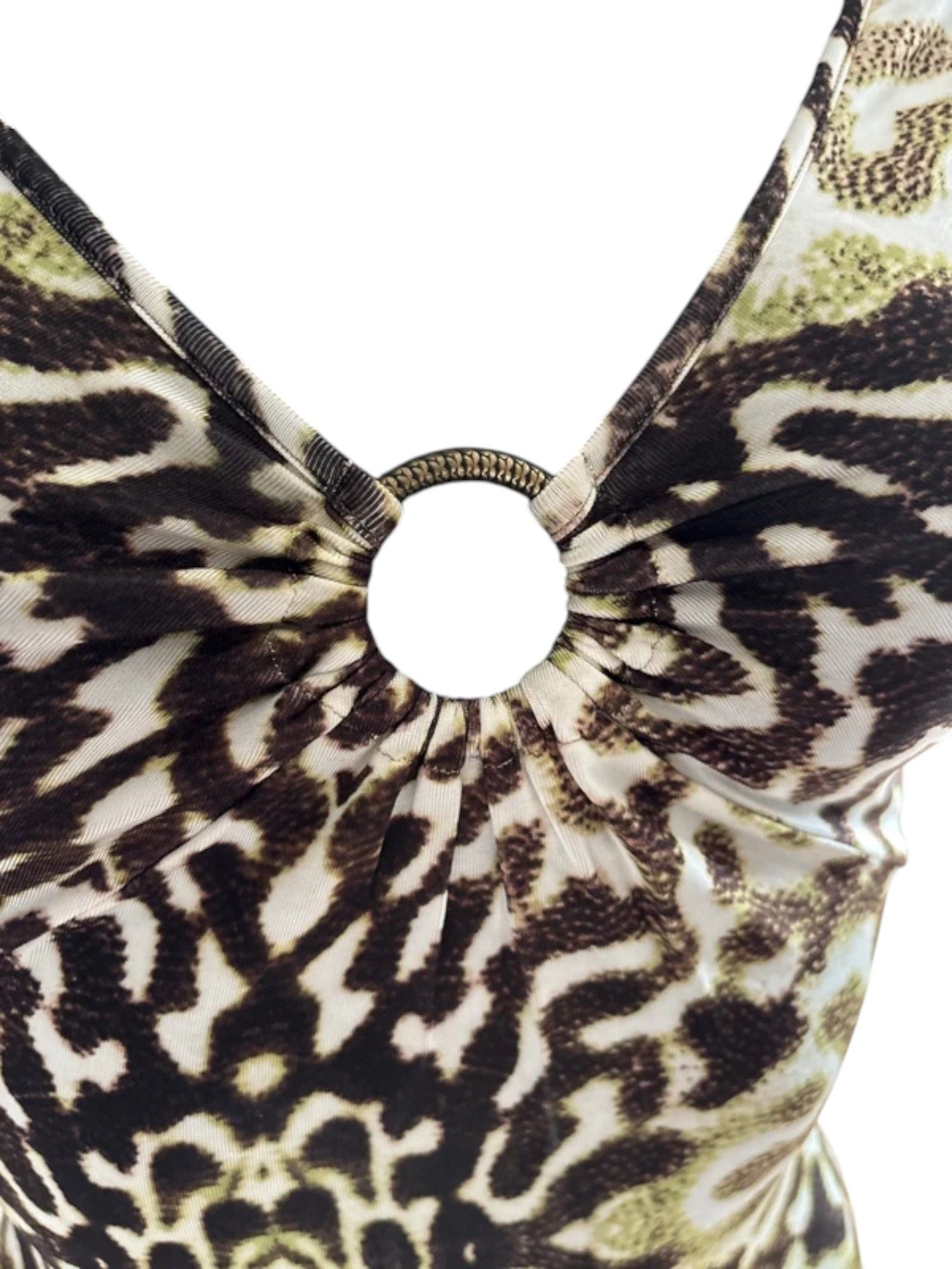 Just Cavalli Just Cavalli Ruched Ring-Front Animal Print Dress c.2000s Size S / US 4 / IT 40 - 4 Thumbnail