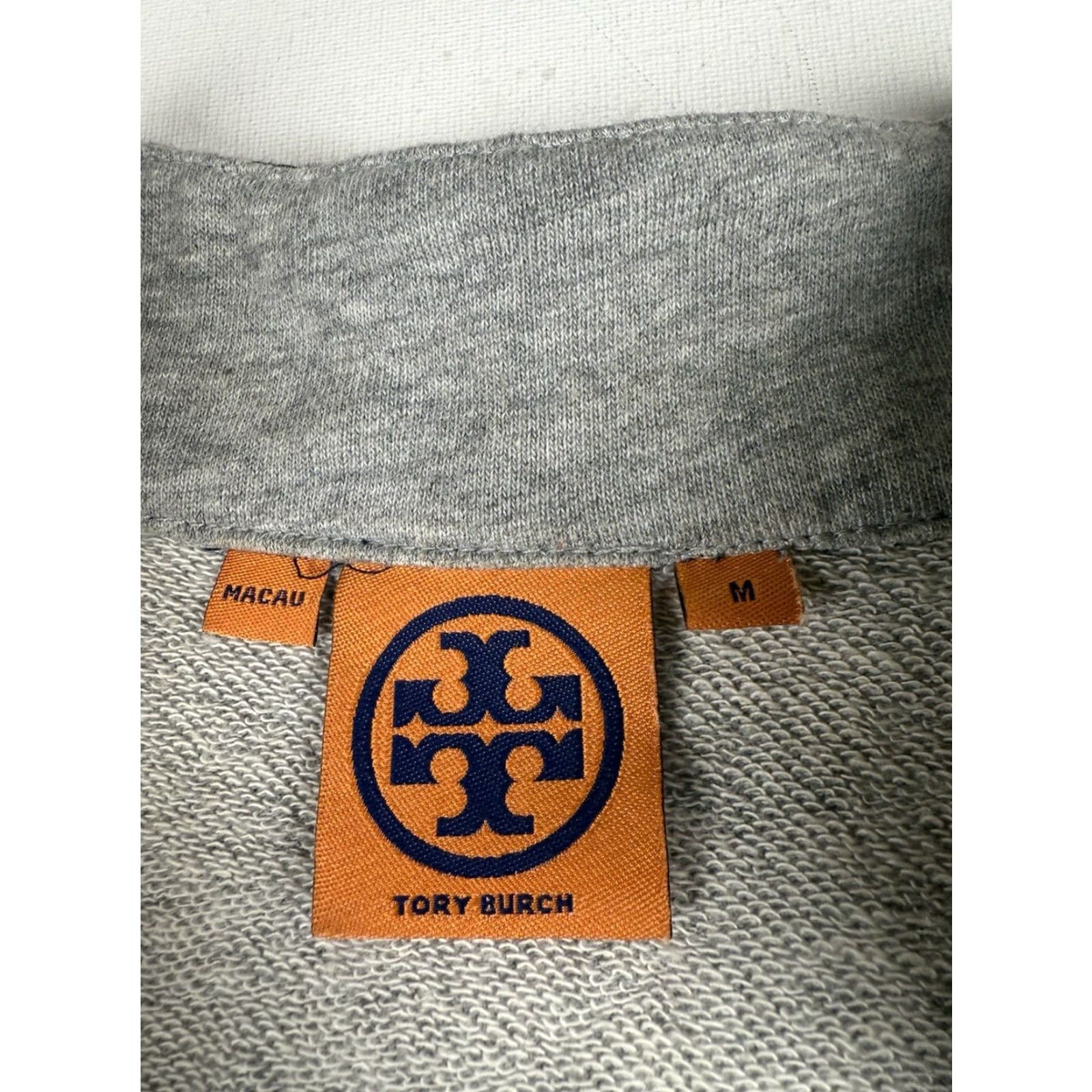 Tory Burch Tory Burch Sweater Tunic Womens Medium Gray Cotton Knit V-Neck Long Sleeve Regular Size M Size M / US 6-8 / IT 42-44 - 2 Thumbnail