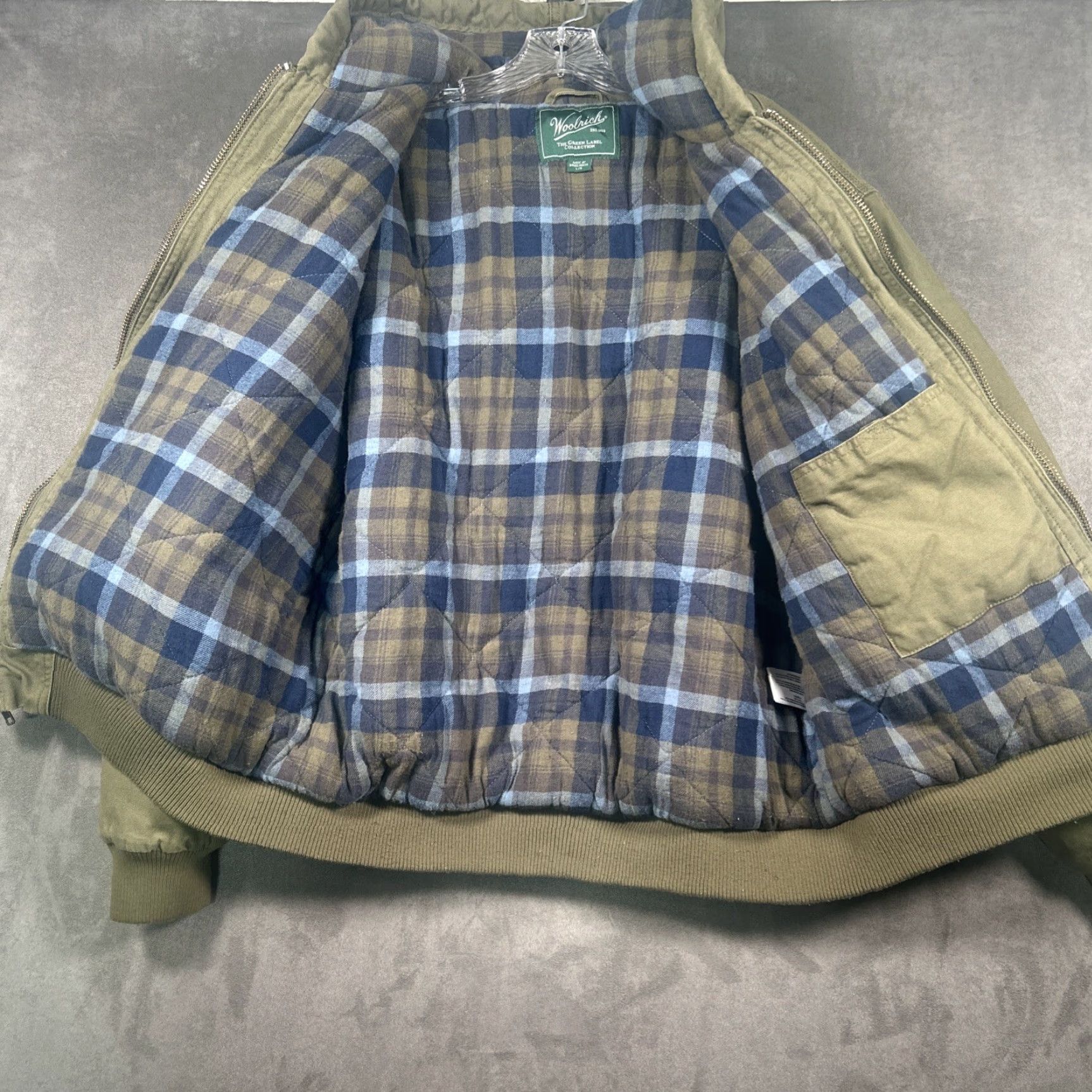 Vintage VINTAGE Woolrich Jacket Mens L Green Canvas Plaid Flannel Lined Workwear Hooded Jacket Size US L / EU 52-54 / 3 - 6 Thumbnail