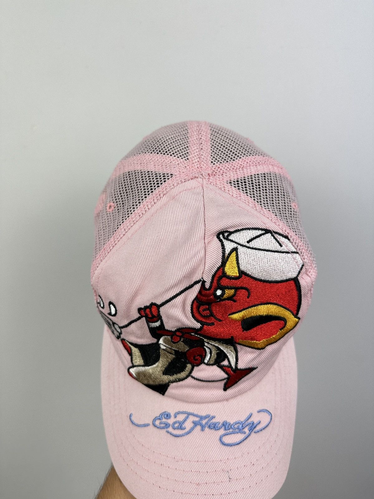 Christian Audigier × Ed Hardy 👹Vintage Y2K Ed Hardy Devil Logo Pink Cap Size ONE SIZE - 5 Thumbnail