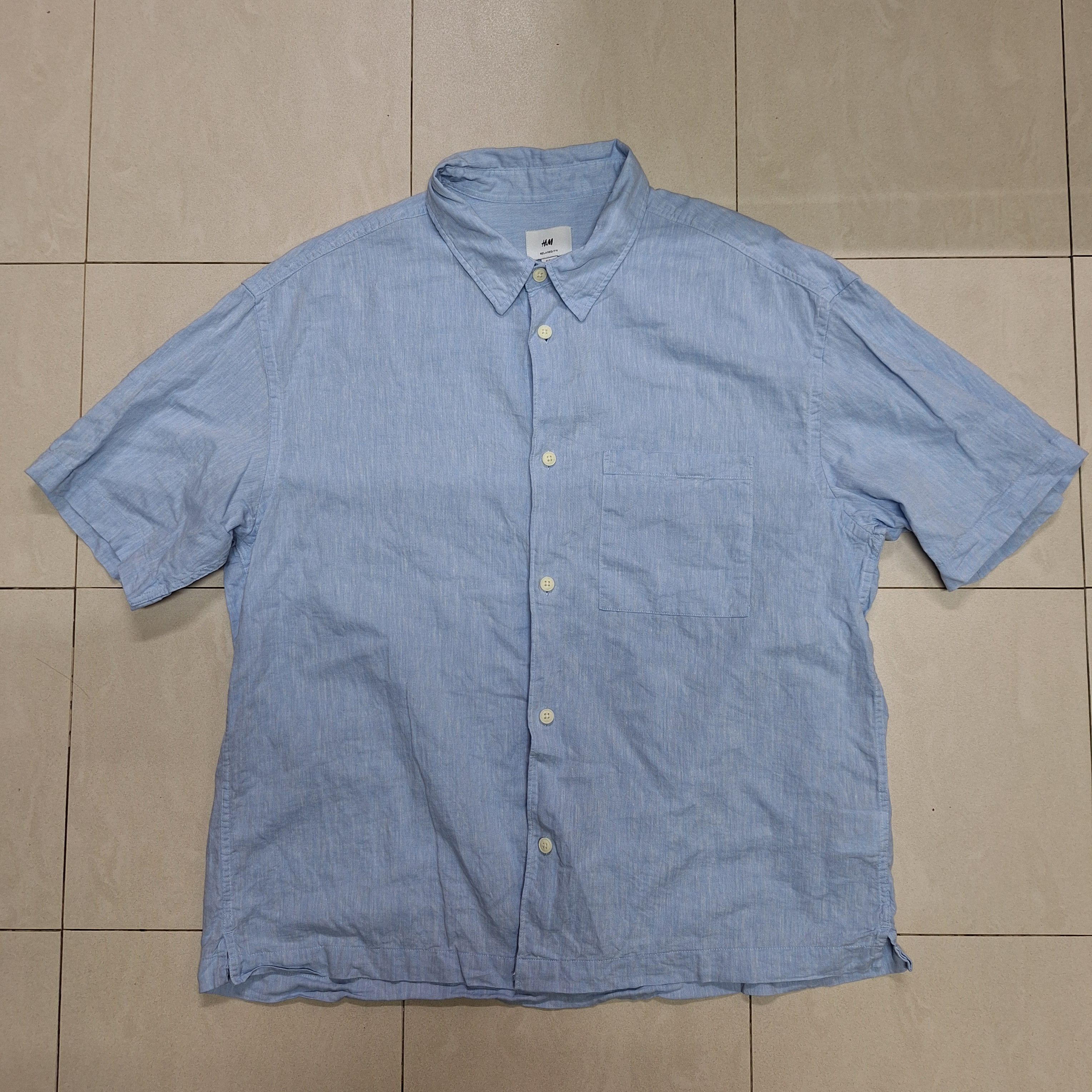 H&M H&M Linen Pocket Button Up Shirt Size US L / EU 52-54 / 3 - 1 Thumbnail