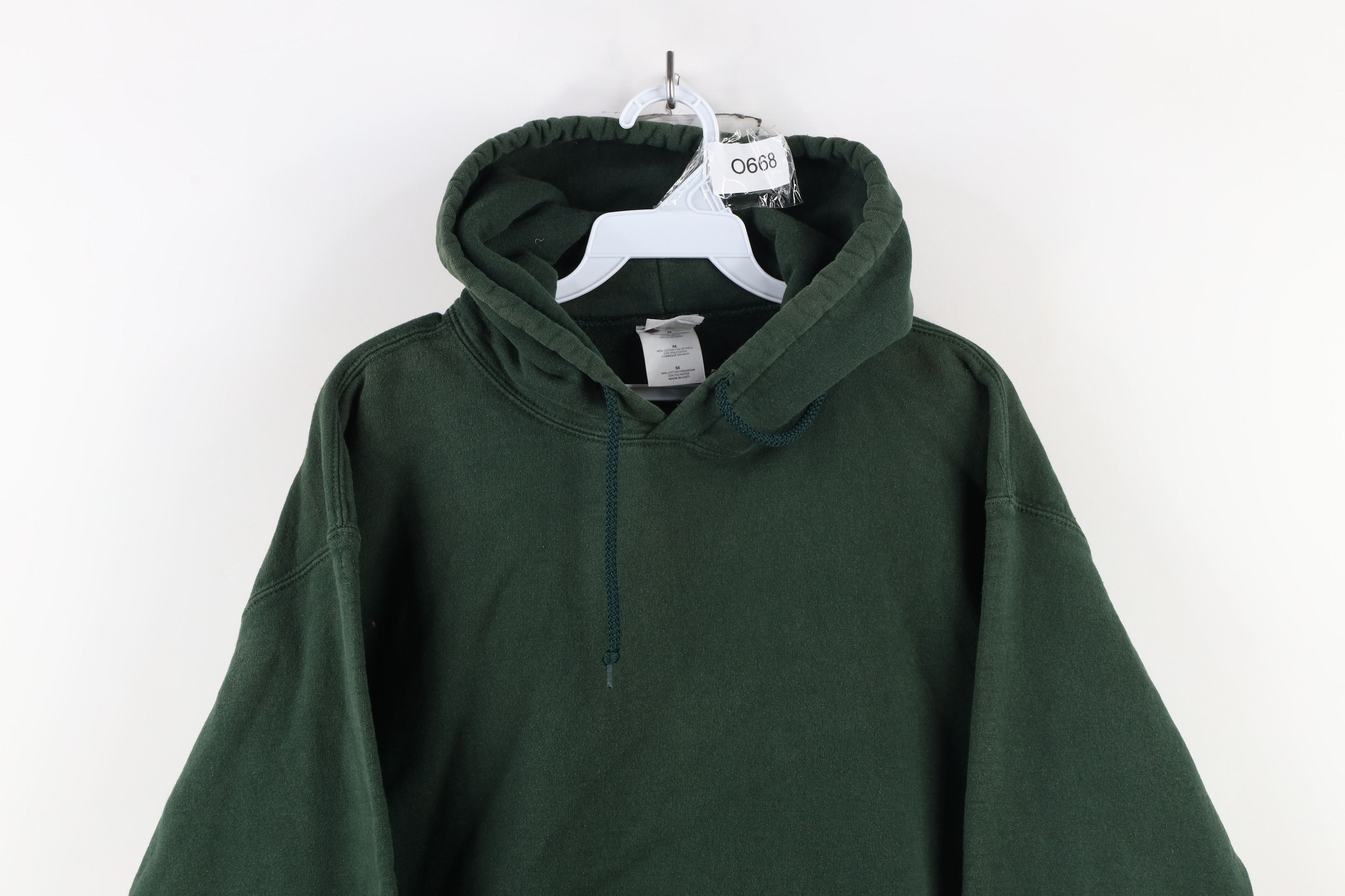 Vintage Vintage 90s Streetwear Blank Heavyweight Hoodie Green Size US M / EU 48-50 / 2 - 2 Thumbnail