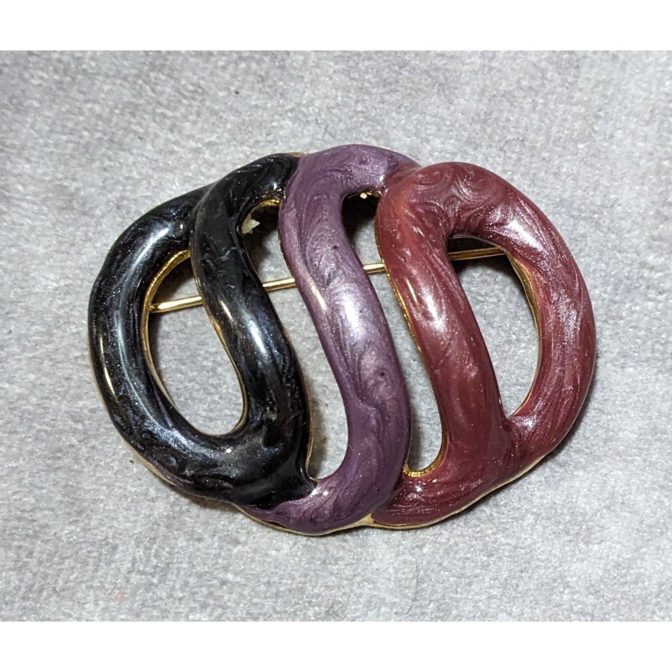 Other Vintage Abstract Pink And Purple Shimmer Enamel Brooch Size ONE SIZE - 4 Thumbnail