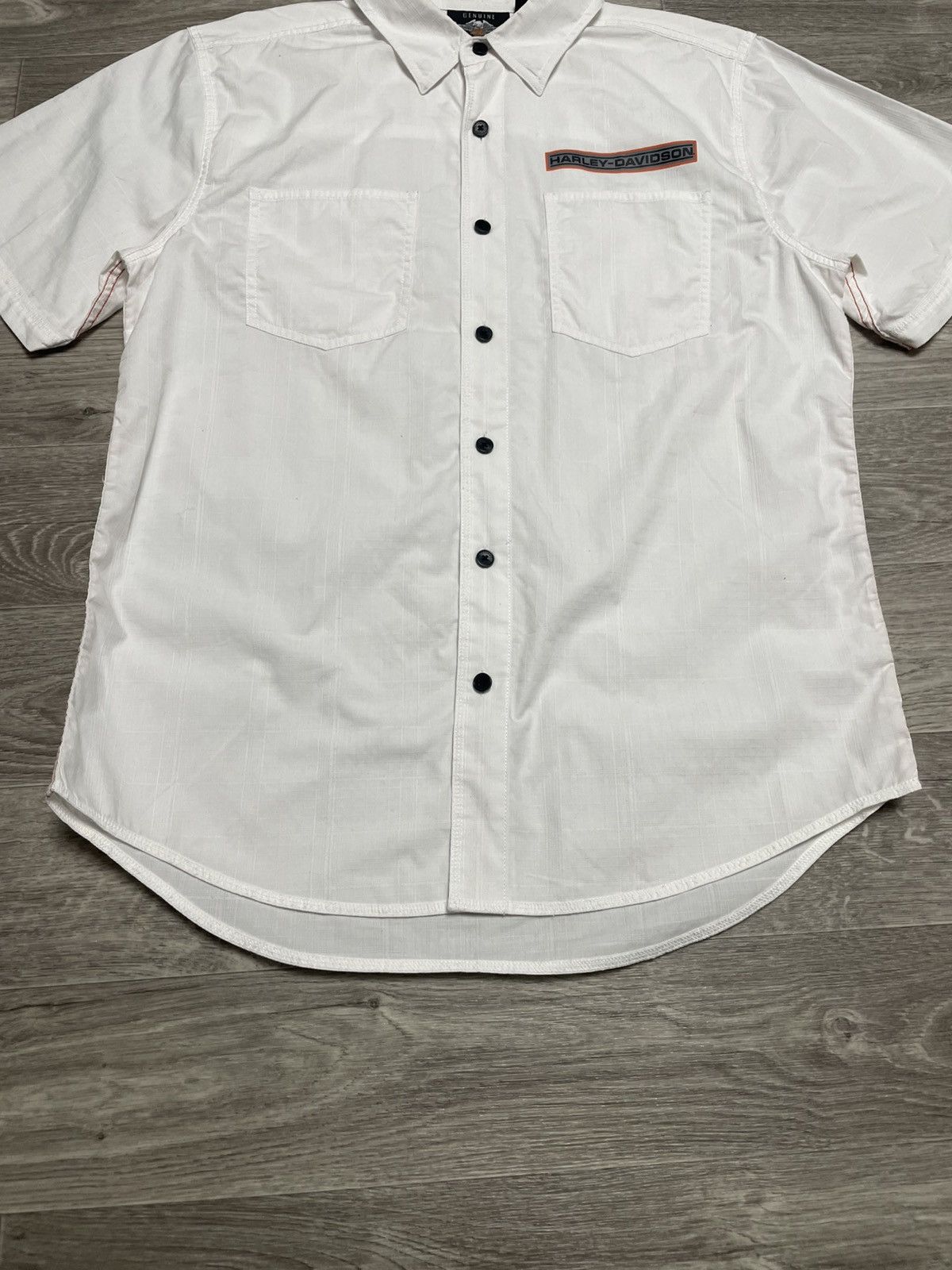 Harley Davidson Vintage Harley Davidson White Short Sleeve Shirt Button Up Size US L / EU 52-54 / 3 - 3 Thumbnail