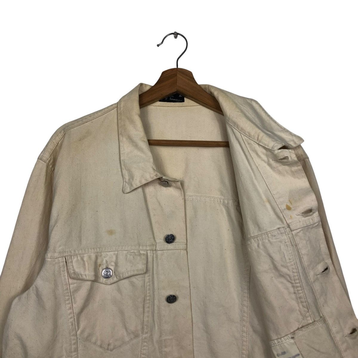 agnes b. 🔥VINTAGE CROPPED DENIM BIKER JACKET AGNES B. MADE IN FRANCE Size US M / EU 48-50 / 2 - 14 Thumbnail