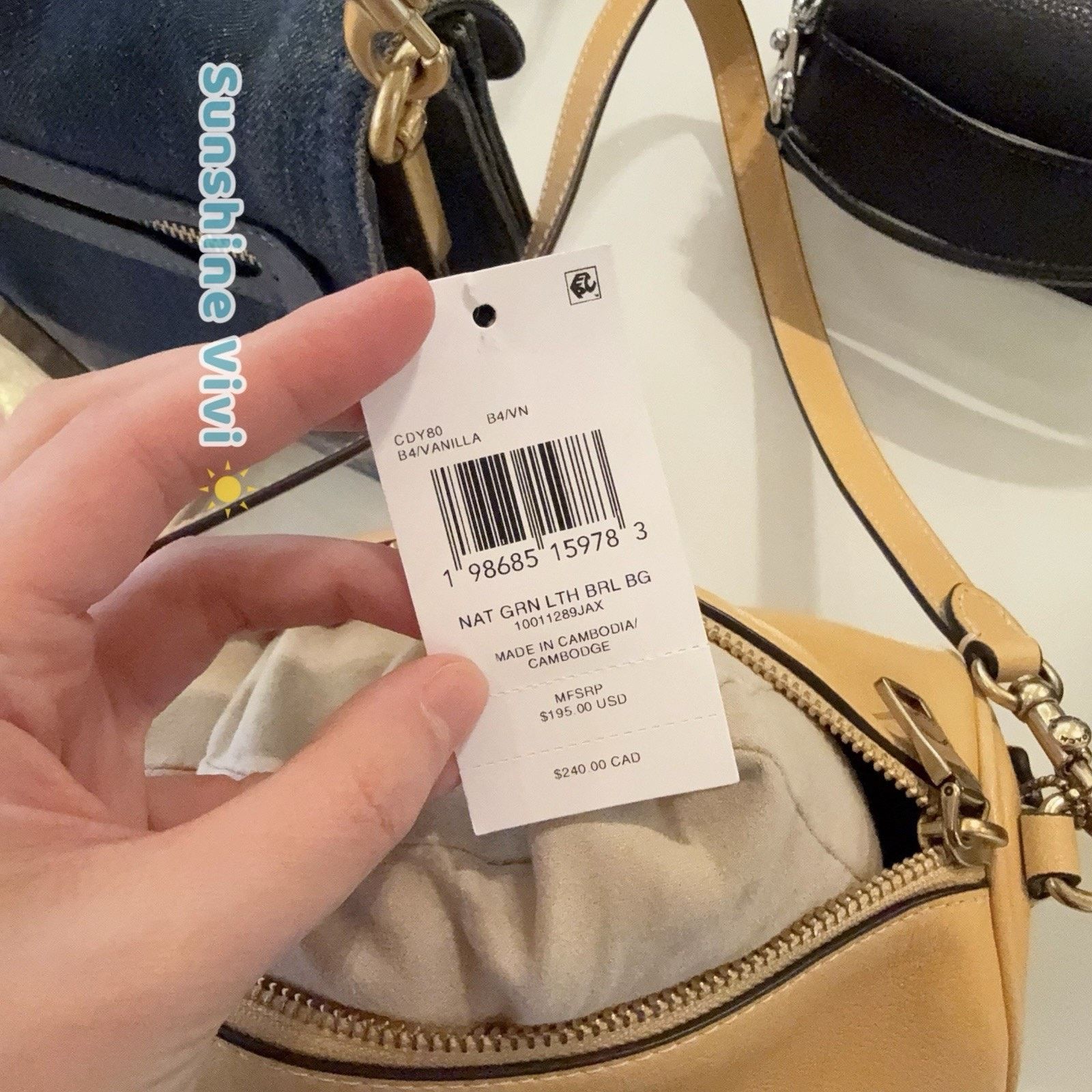 Coach NWT Coach Small Barrel Bag Leather Handbag CDY80 Vanilla Size ONE SIZE - 7 Thumbnail