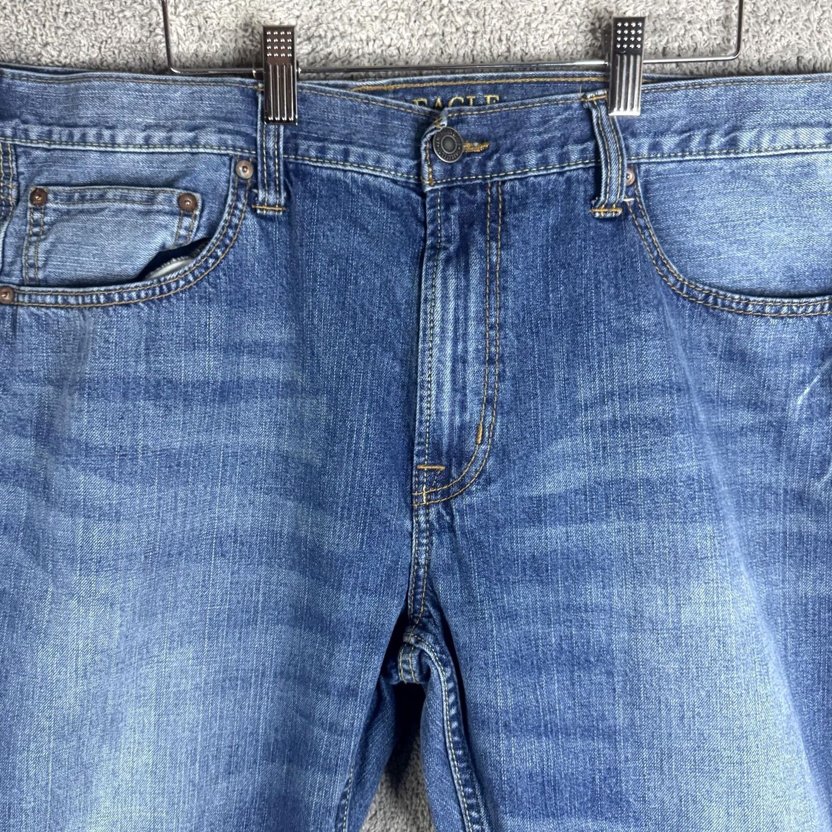 American Eagle Outfitters American Eagle Original Straight Jeans Mens 38x34 Blue Denim Medium Wash Casual Shirt? Size US 38 / EU 54 - 4 Thumbnail