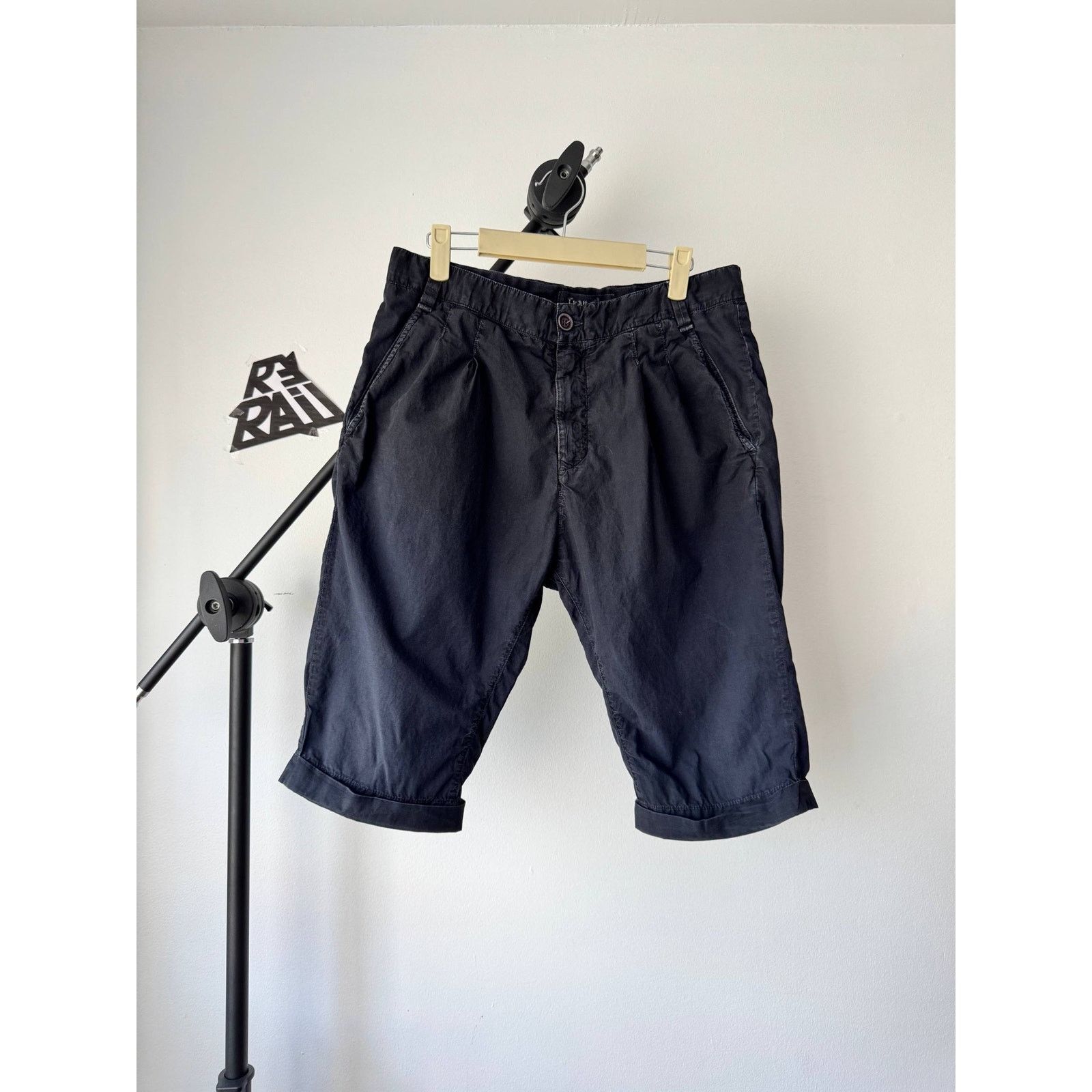 Transit Transit Uomo Garment Dyed Shorts Black Size US 31 - 2 Thumbnail