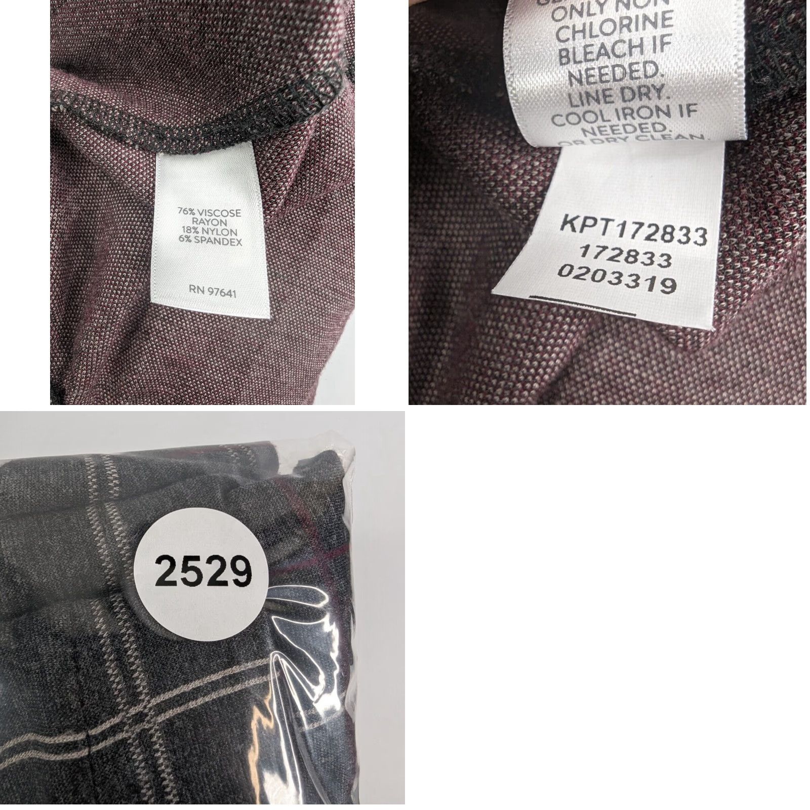 J. Jill J Jill Ponte Slim Leg Pants XL Tall Black Plaid Elastic Waist Stretch Full Length Size 40" / US 18 - 9 Thumbnail