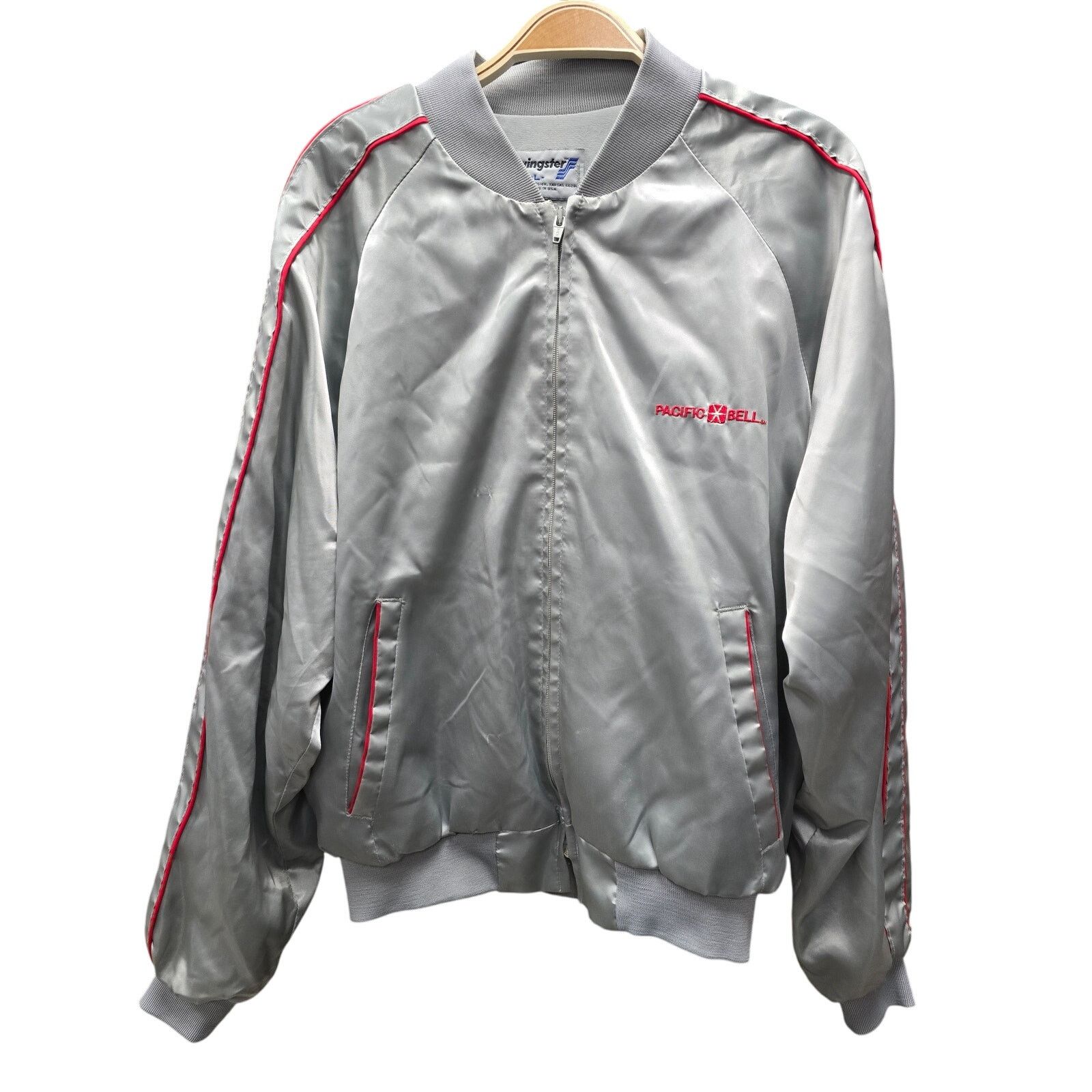 Swingster Vintage Pacific Bell, Swingster Silver Satin Jacket, Large Size US L / EU 52-54 / 3 - 1 Thumbnail