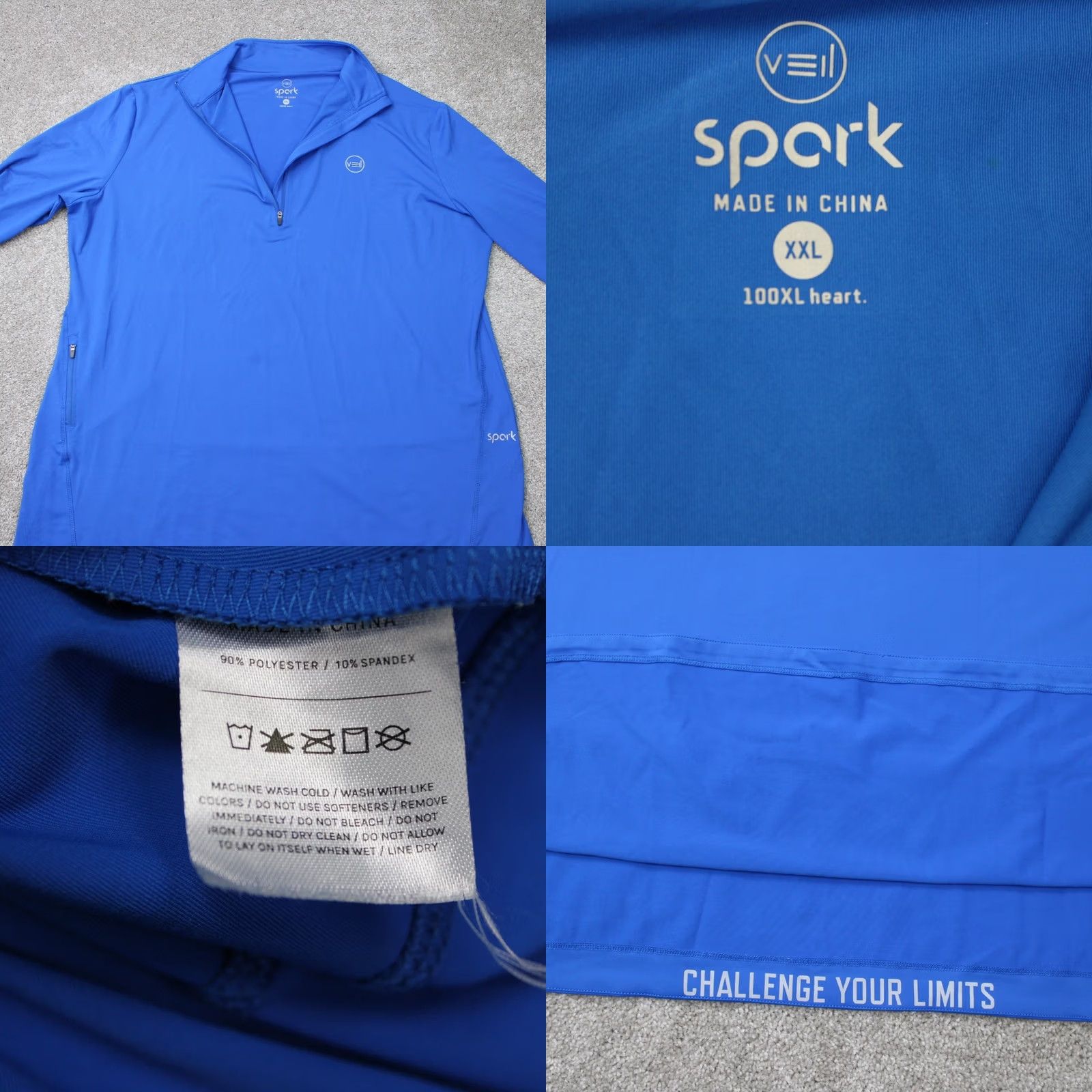 Vintage Veil Spark Sweatshirt Mens 2XL XXL Royal Blue 1/2 Zip Performance Athletic L/S Size US XXL / EU 58 / 5 - 8 Thumbnail