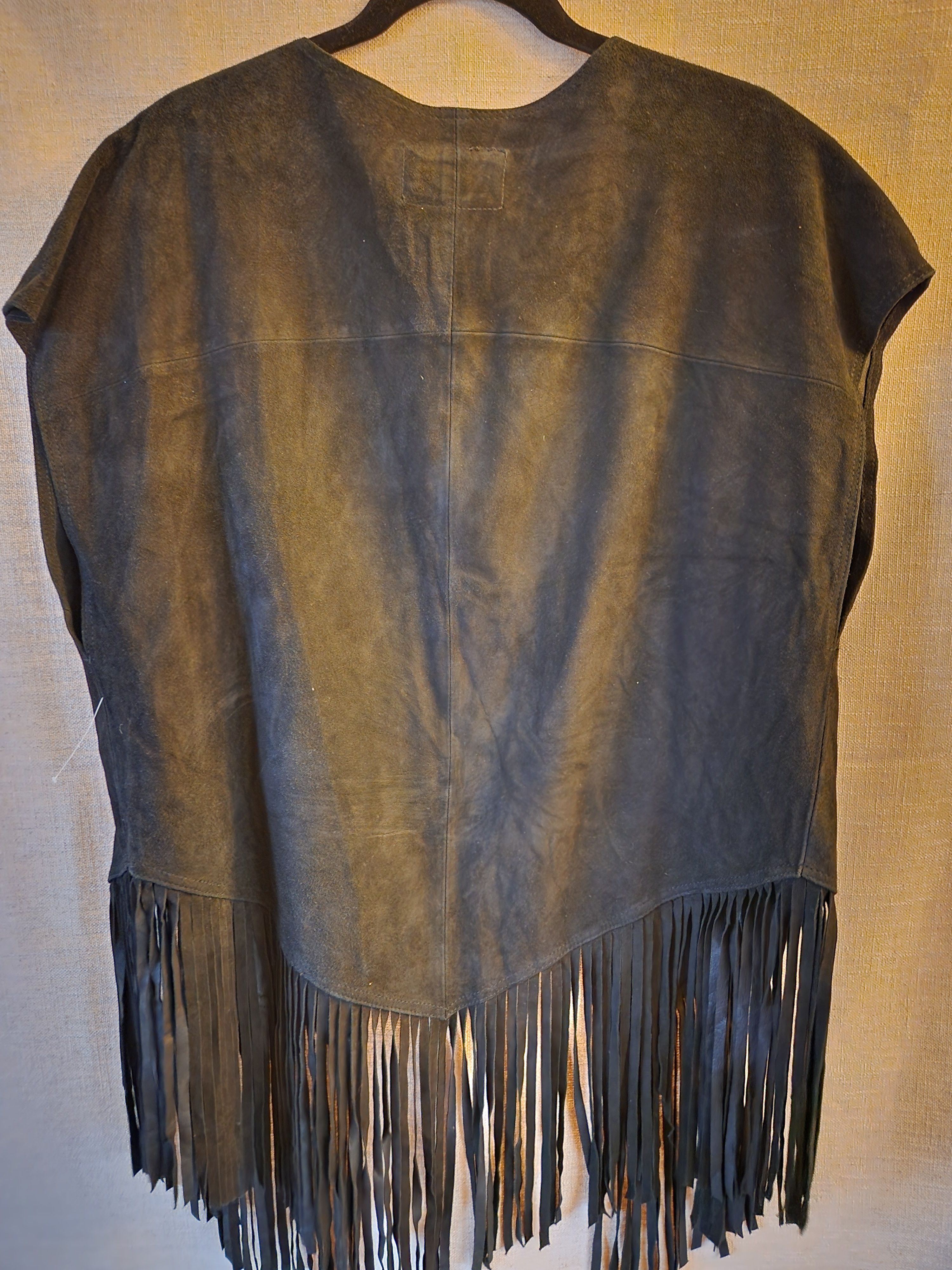 Neiman Marcus New 100% Leather Open Front Fringe Hippie Vest Size L / US 10 / IT 46 - 2 Thumbnail