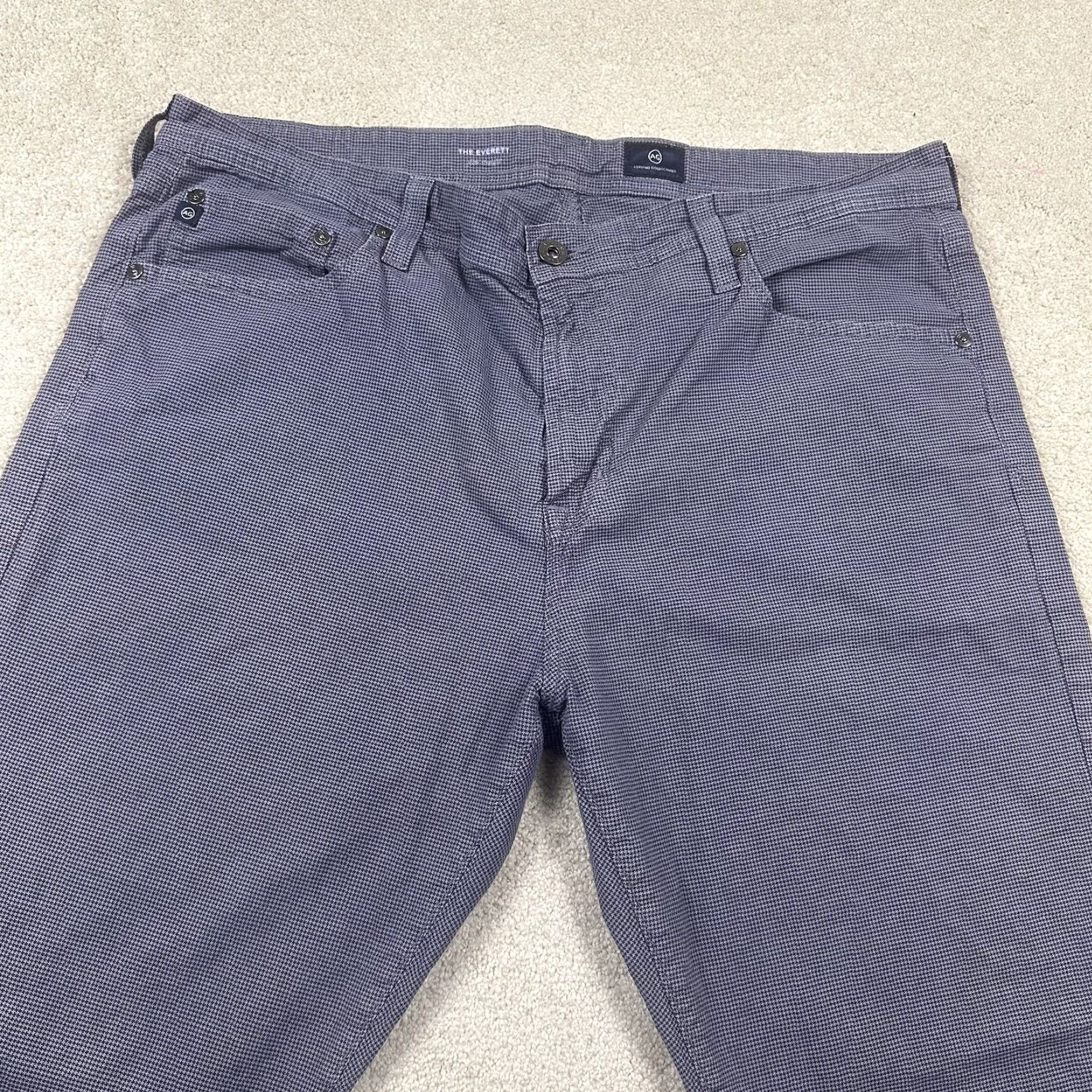 AG Adriano The Everett Slim Straight Jeans Mens 38x34 Purple Check