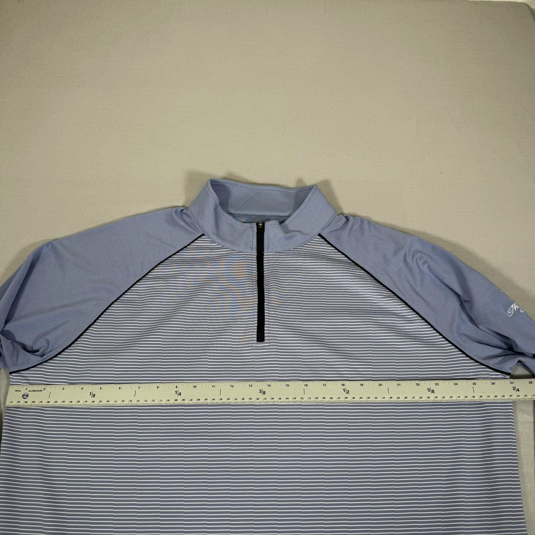 Peter Millar Peter Millar Shirt Mens 2XL Blue Stripe 1/4 Zip Crown Sport Golf Sweater Stretch Size US XXL / EU 58 / 5 - 4 Thumbnail