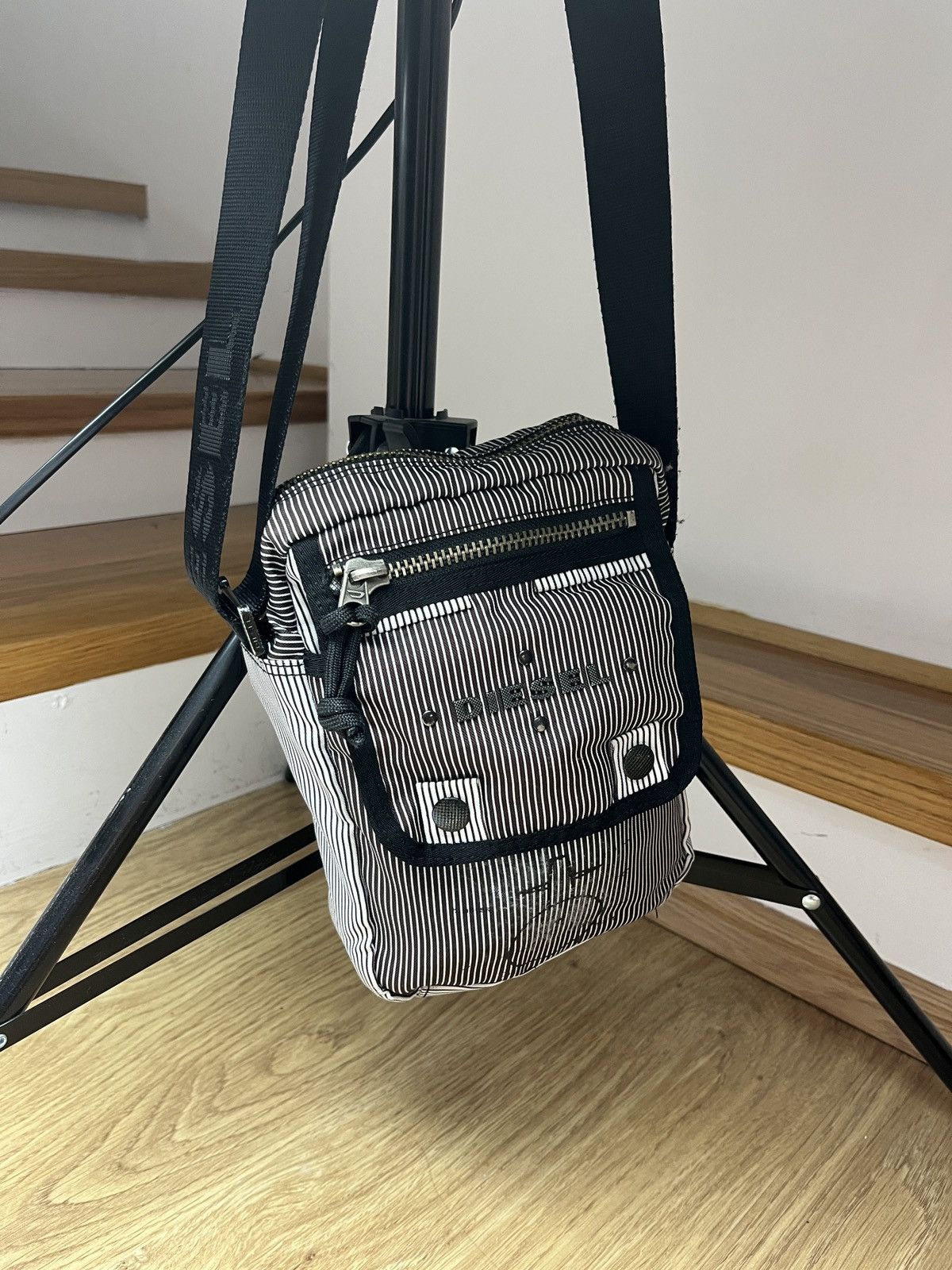 Diesel DDP DIESEL Y2K Striped Nylon Crossbody Bag Avant Garde Size ONE SIZE - 1 Thumbnail
