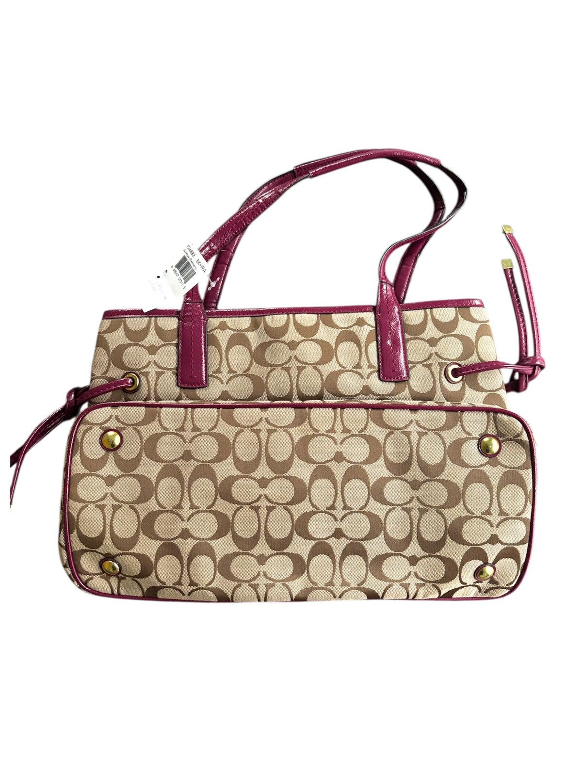 Coach Coach Beige and Purple Python Print Handbag Tote F24882 Size ONE SIZE - 2 Thumbnail