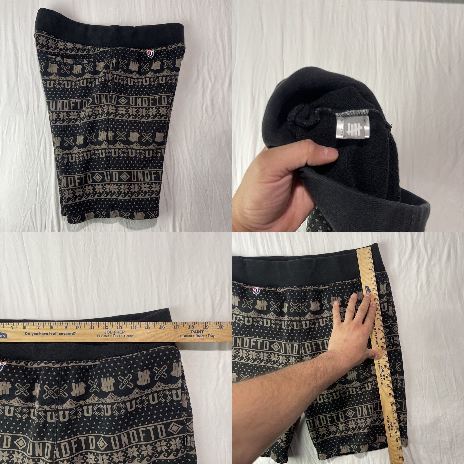 Undefeated VINTAGE Undefeated Shorts Mens Medium UNDFTD Black Fair Isle Sweats Logo Size US 31 - 8 Thumbnail