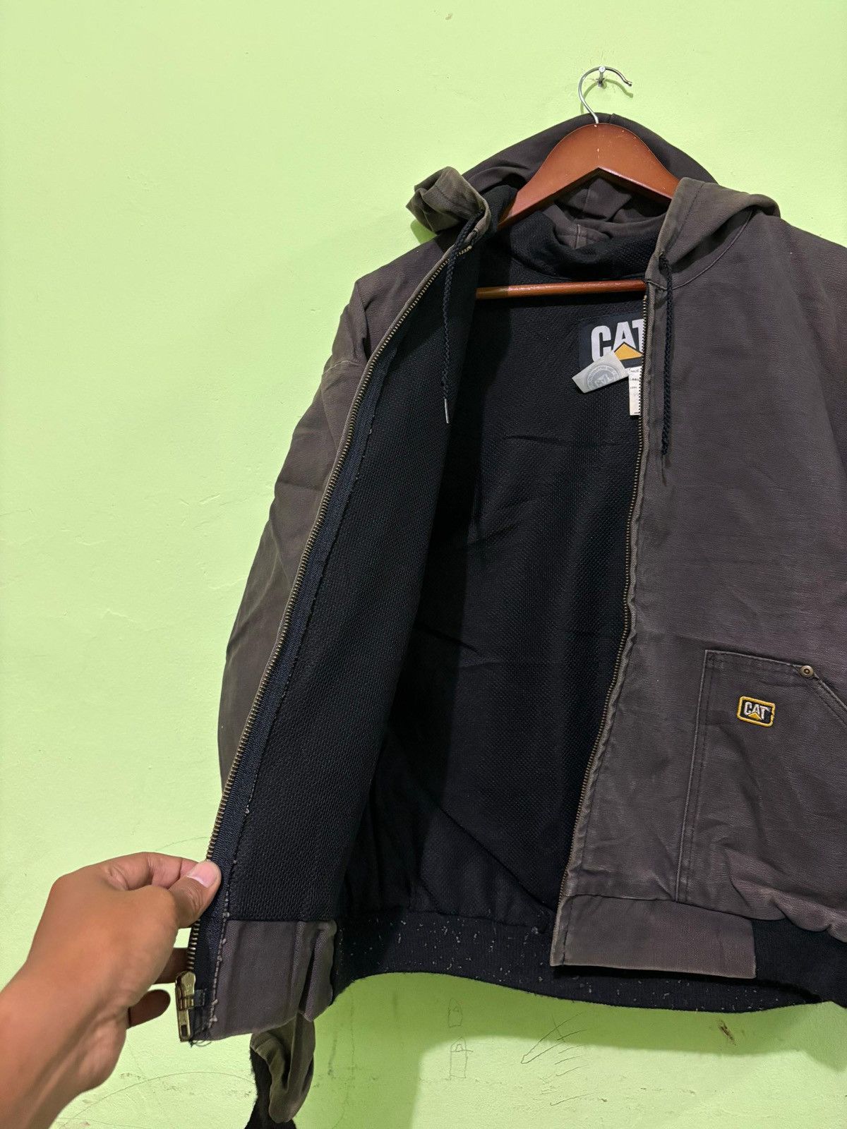 Caterpillar Vintage 90's Caterpillar WorkWear Chore Jacket Hoodie Design Size US L / EU 52-54 / 3 - 5 Thumbnail