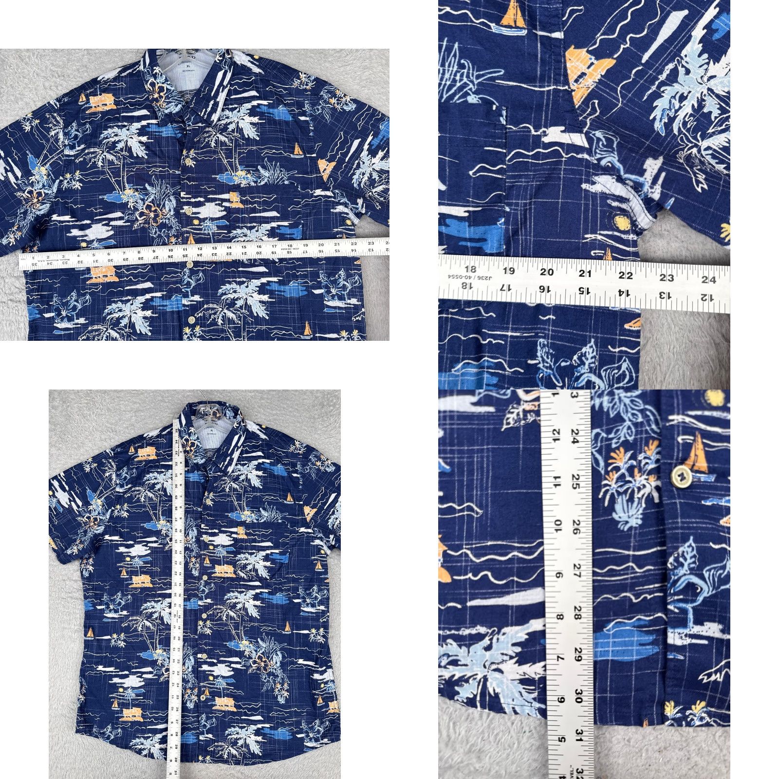 Izod VINTAGE IZOD Saltwater Shirt Men XL Blue Floral Palm Button Up Cotton Hawaiian Size US XL / EU 56 / 4 - 8 Thumbnail