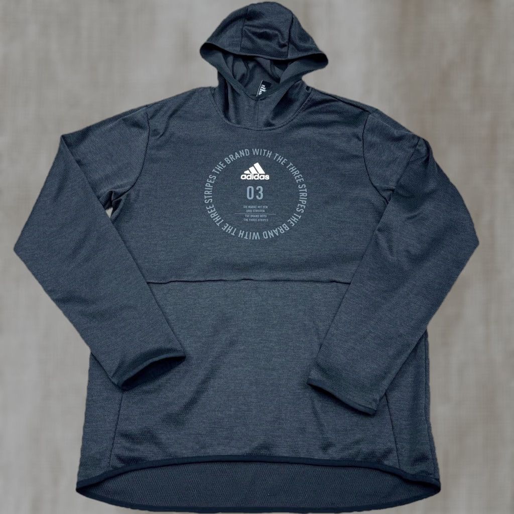 Adidas Adidas Hoodie Men Large Black Sweatshirt Active Pullover Mock Neck Logo Pocket Graphic Print Size US L / EU 52-54 / 3 - 1 Thumbnail