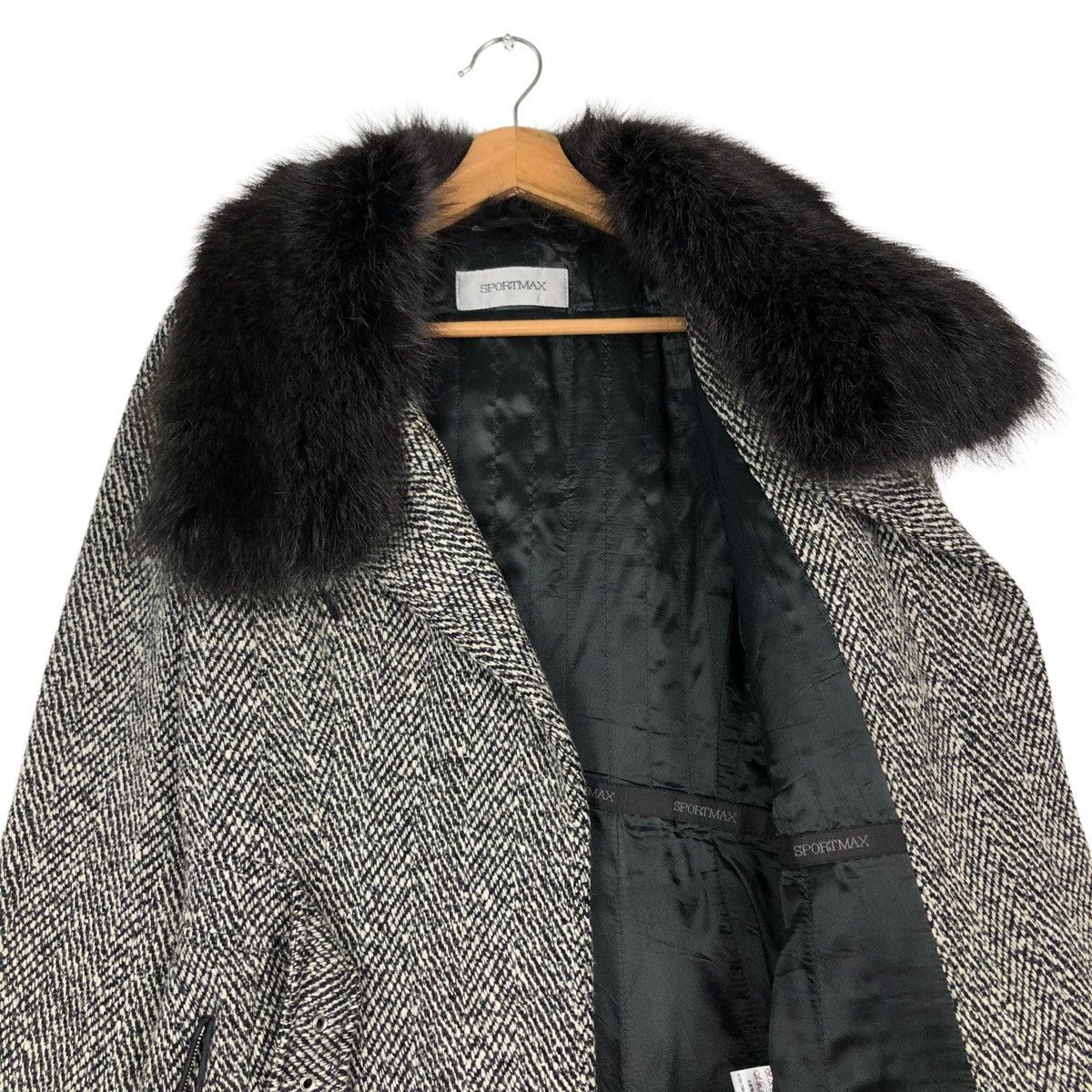 Vintage 🔥VINTAGE LONG JACKET WOOL SPORTMAX ITALY MINK FUR COLLAR Size M / US 6-8 / IT 42-44 - 15 Thumbnail
