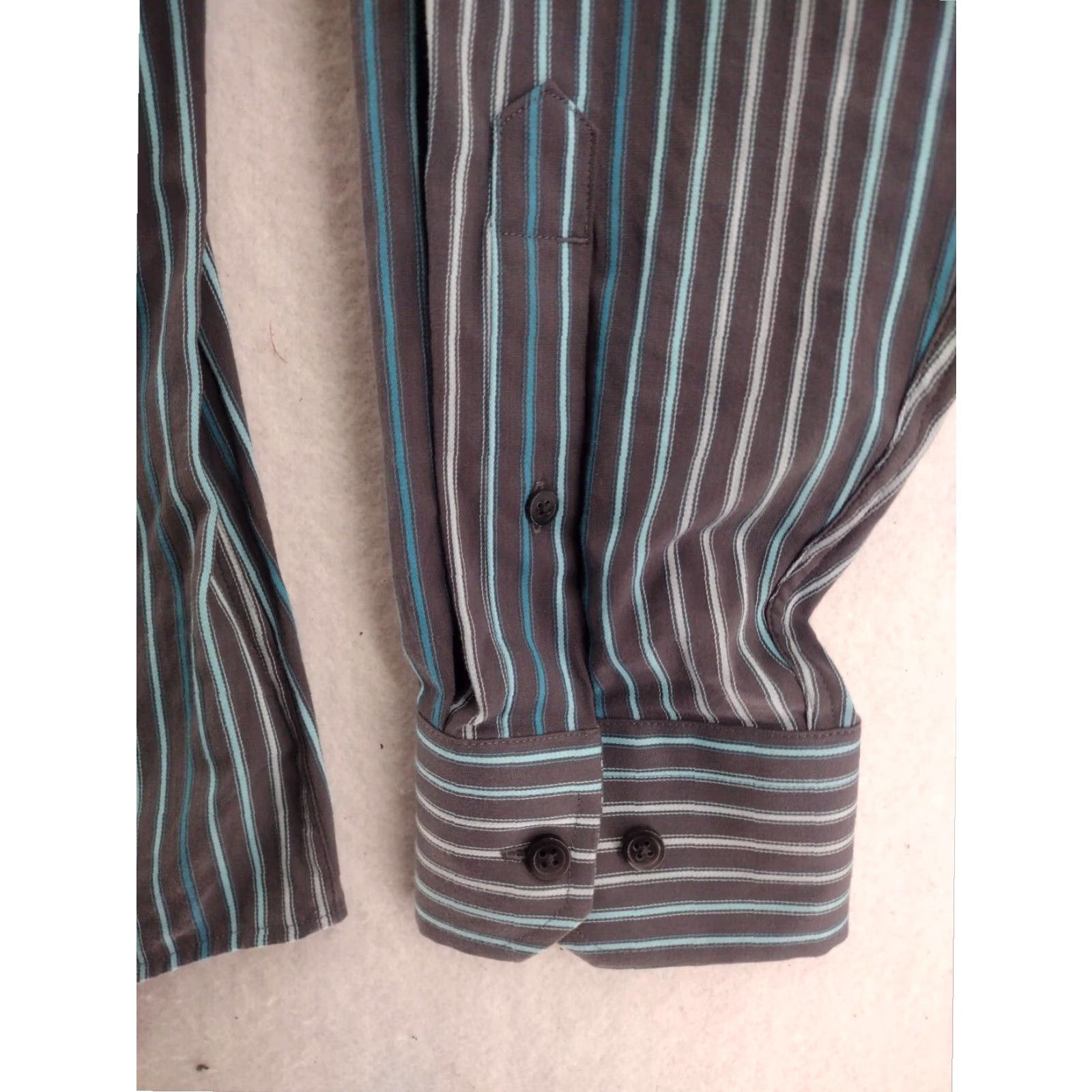 Express Express Mens Large Striped Long Sleeve Button Down Shirt Modern Fit Stretch Size US L / EU 52-54 / 3 - 2 Thumbnail
