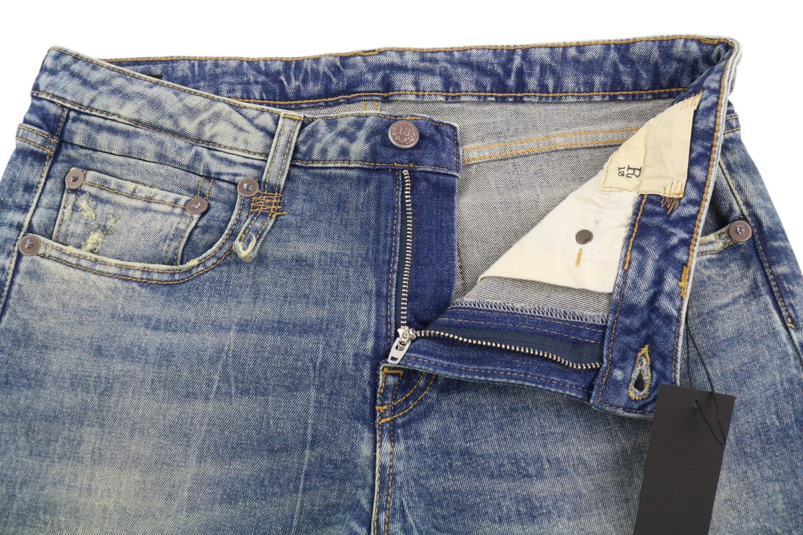 R13 BOY STRAIGHT 30 Cropped Ankle Washed Blue Kelly 84446 Size 30" / US 8 / IT 44 - 5 Thumbnail
