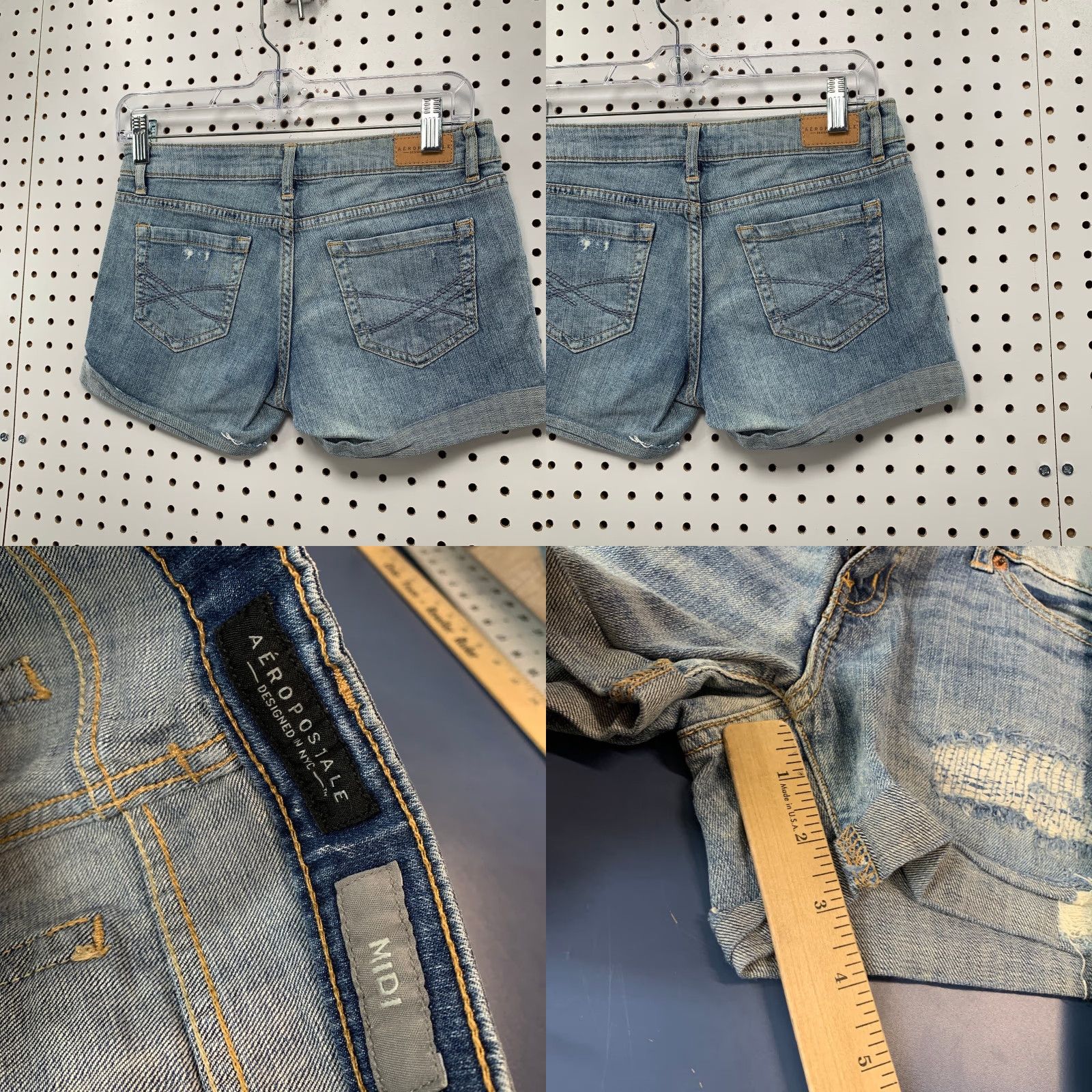 Vintage Aéropostale Denim Bermuda Shorts Womens 0 Blue Distressed Cuffed Hem 28x3 Size 25" / US 0 / IT 36 - 8 Thumbnail