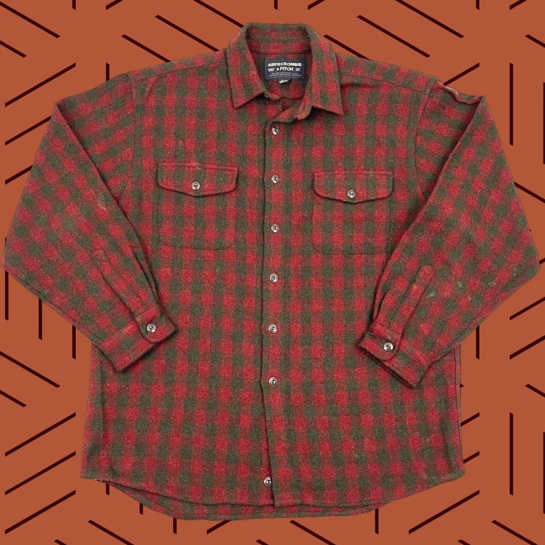 Tommy Bahama VINTAGE Abercrombie & Fitch Shirt Mens M Wool Plaid Heavyweight Made in Portugal Size US M / EU 48-50 / 2 - 1 Thumbnail