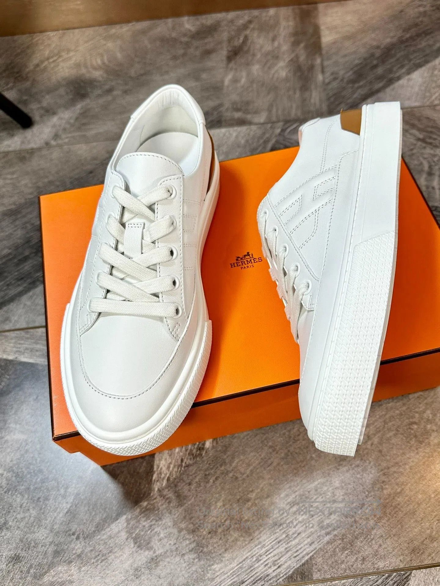 Hermes Hermes Classic White Sneakers H Logo Brown Tail. Size US 5.5 / IT 35.5 - 2 Thumbnail
