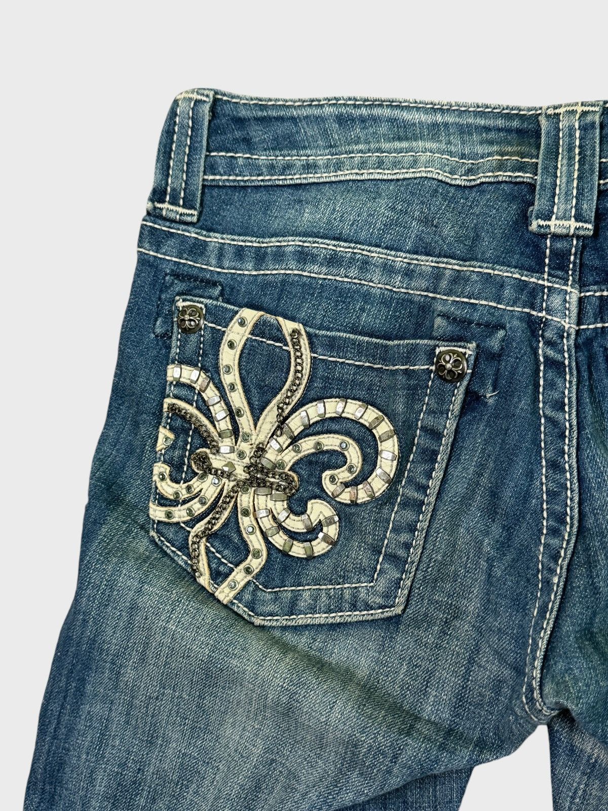 If Six Was Nine FLARE MISS ME CLAW MARK STUDDED CHAIN DENIM Size US 30 / EU 46 - 13 Thumbnail