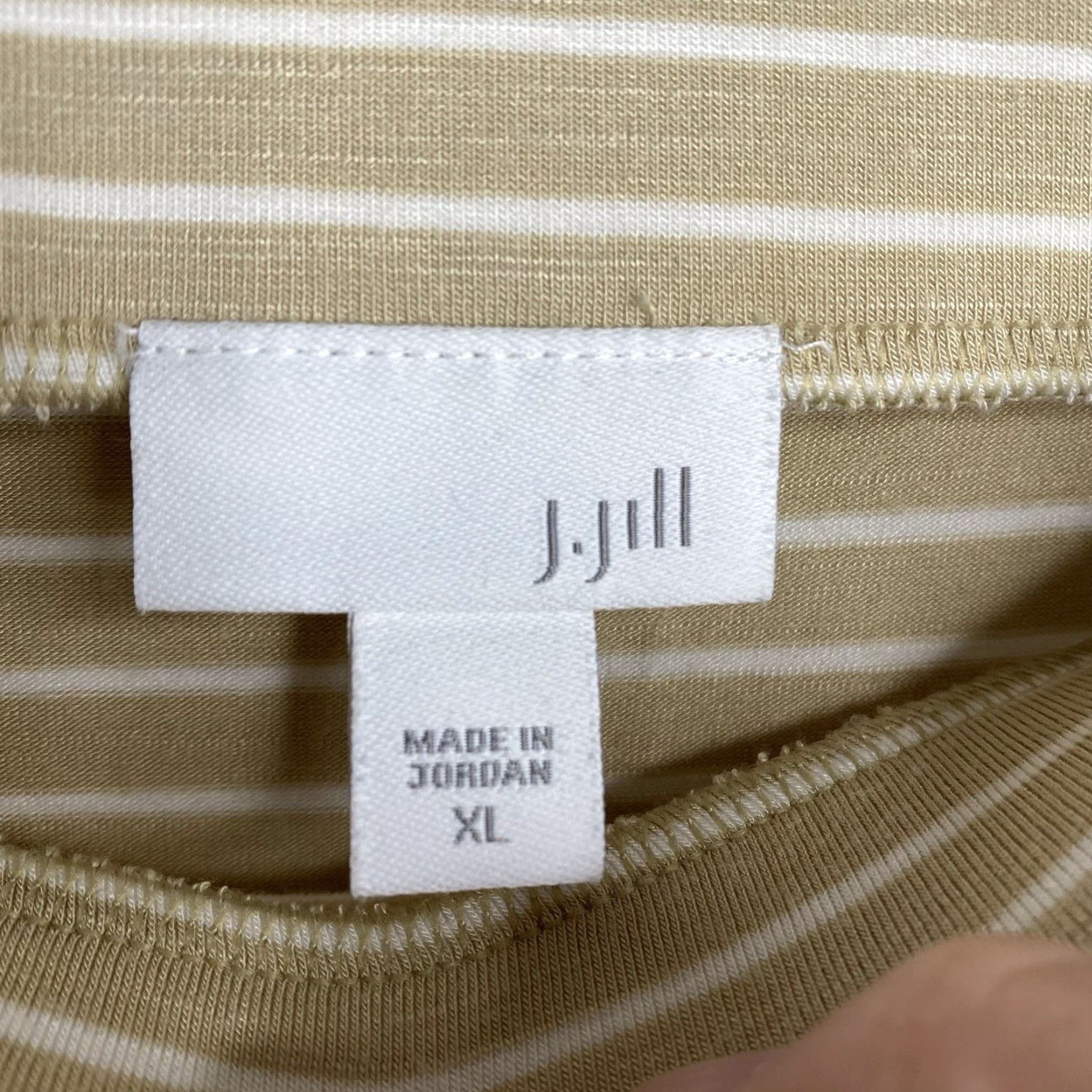 Vintage VINTAGE J Jill Midi Skirt XL Beige White Stripe Elastic Waist Pull On Stretch Asymmetric Size 40" / US 18 - 2 Thumbnail