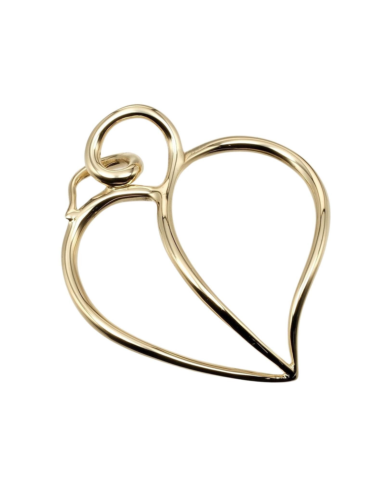 image of Tiffany Co Silver 18K Apple Heart Leaf Pendant Jewelry, Women's