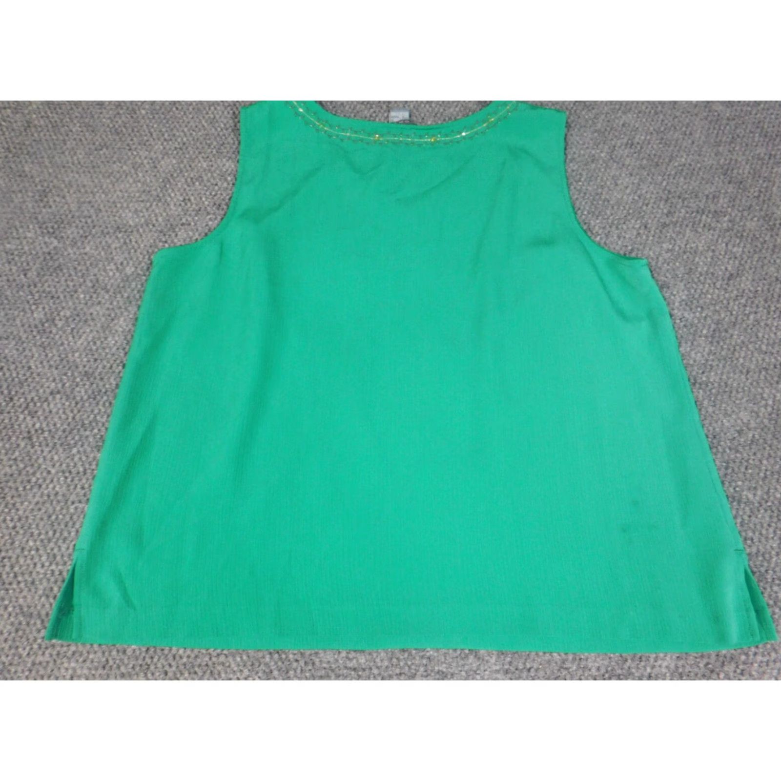 Vintage Koret Womens Tank Top XL Green Floral Knit Pullover Sleeveless Round Neck Casual Stretch Basic Size XL / US 12-14 / IT 48-50 - 6 Thumbnail