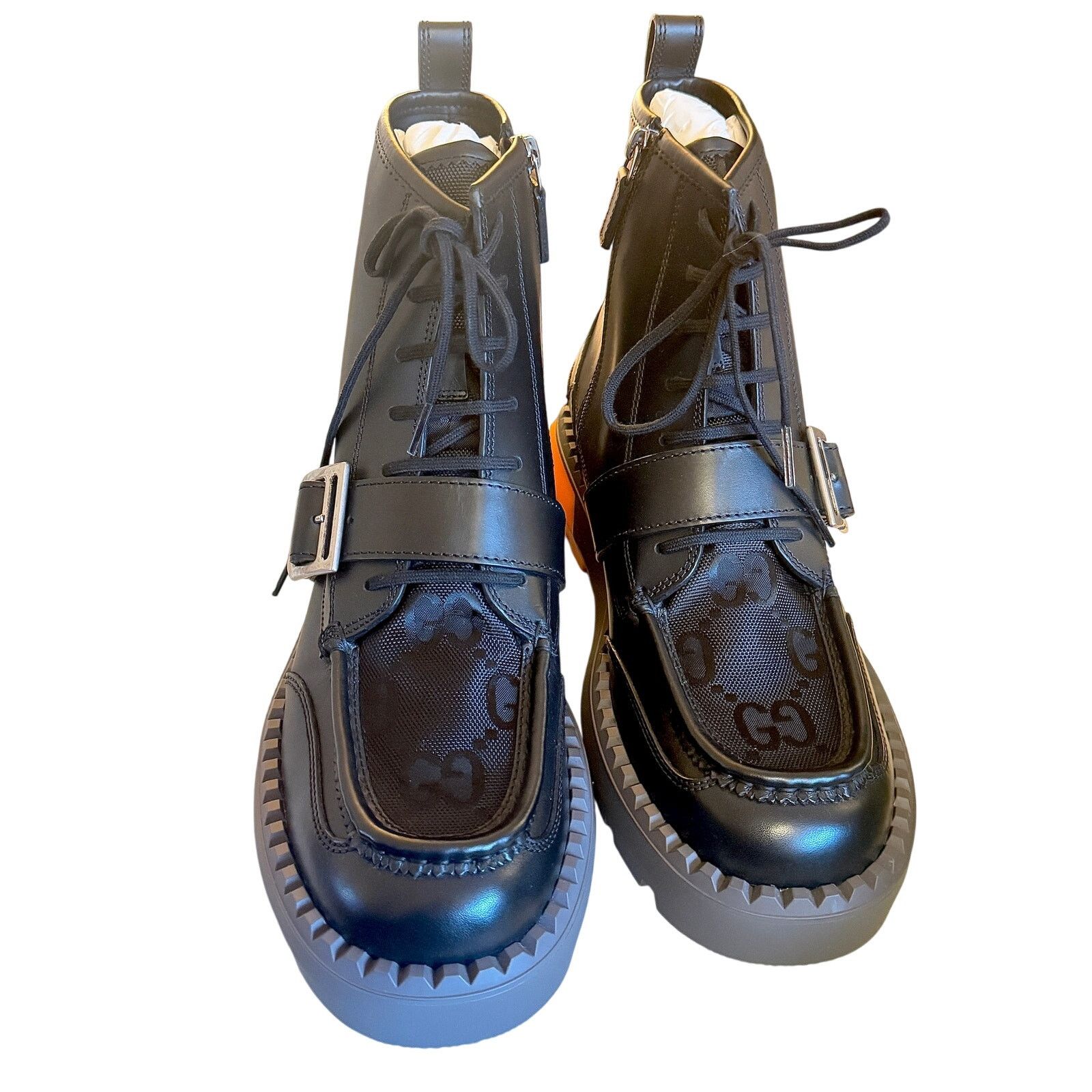 Gucci Gucci NWB Balck and Orange Lace Up Boot Buckle Size US 11 / EU 44 - 1 Thumbnail