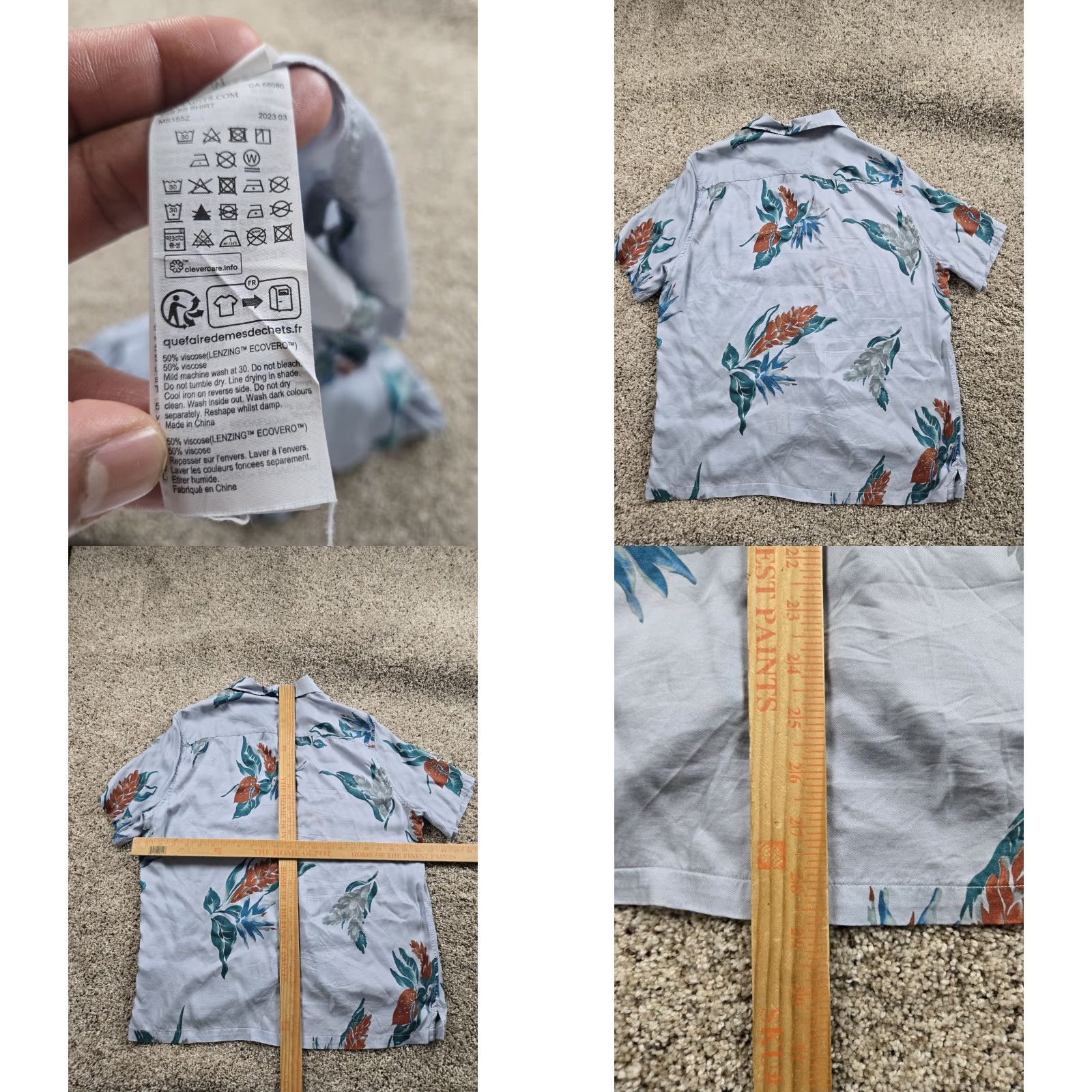 Allsaints All Saints Iris Shirt Mens M Blue Floral Short Sleeve Viscose Button Up Size US M / EU 48-50 / 2 - 8 Thumbnail