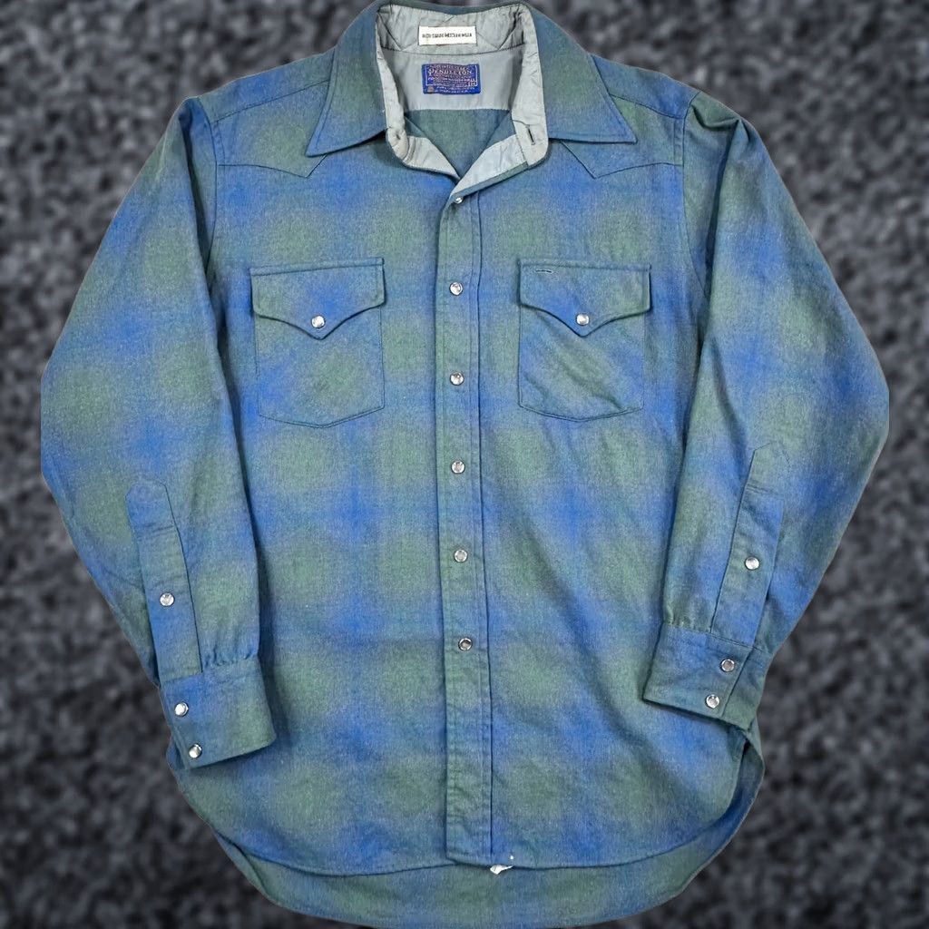 Pendleton VINTAGE Pendleton Shirt Men M Blue Shadow Plaid High Grade Western Flannel Size US M / EU 48-50 / 2 - 1 Thumbnail