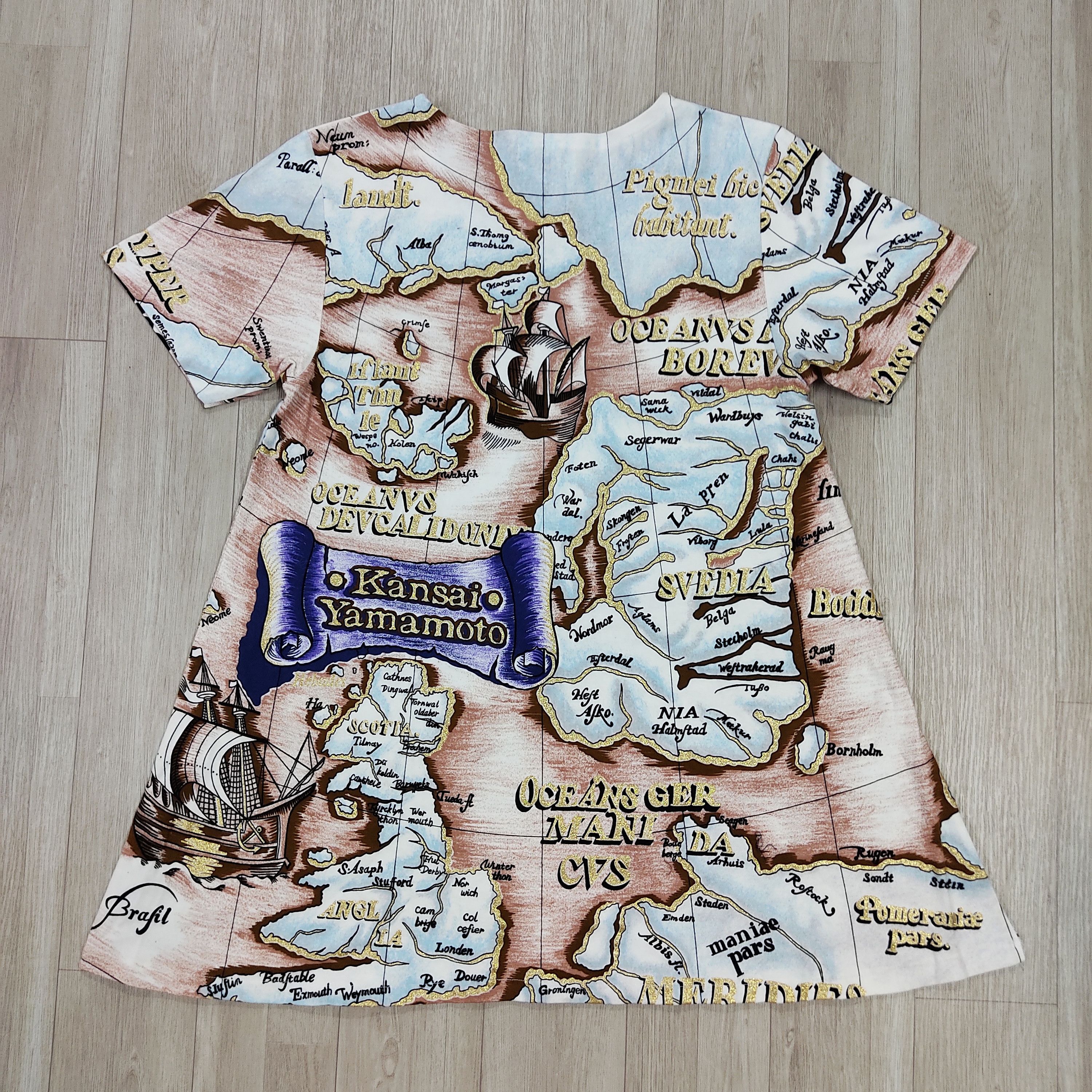 Kansai Yamamoto Vintage NWT Kansai Yamamoto AOP Map Print Long Tee Size M / US 6-8 / IT 42-44 - 6 Thumbnail