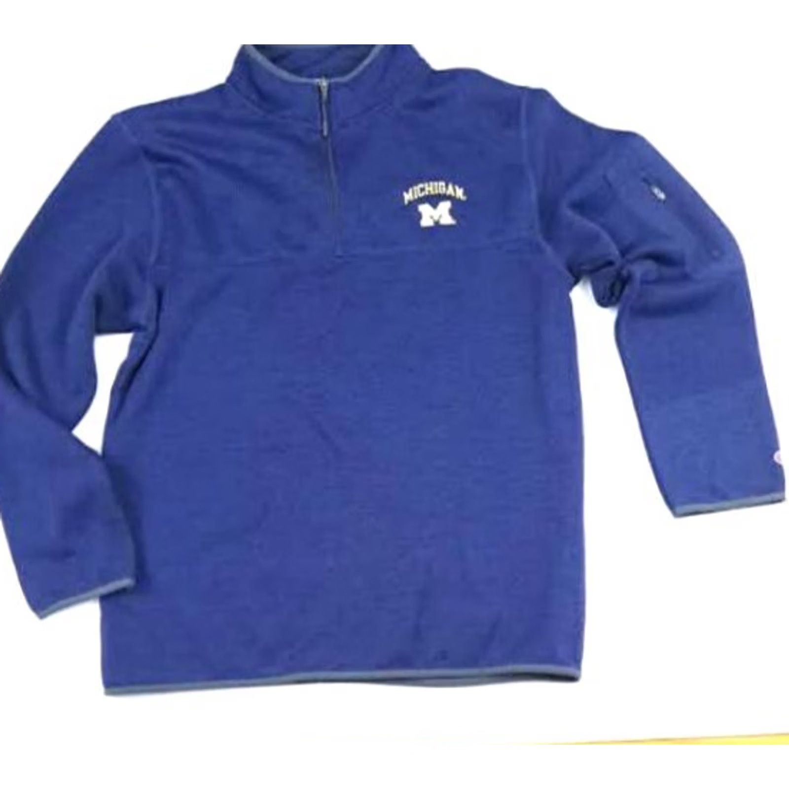 Champion VINTAGE Michigan Wolverines 1/4 Zip Fleece Pullover Champion Men L Blue 28in long zip pocket Size US L / EU 52-54 / 3 - 2 Thumbnail