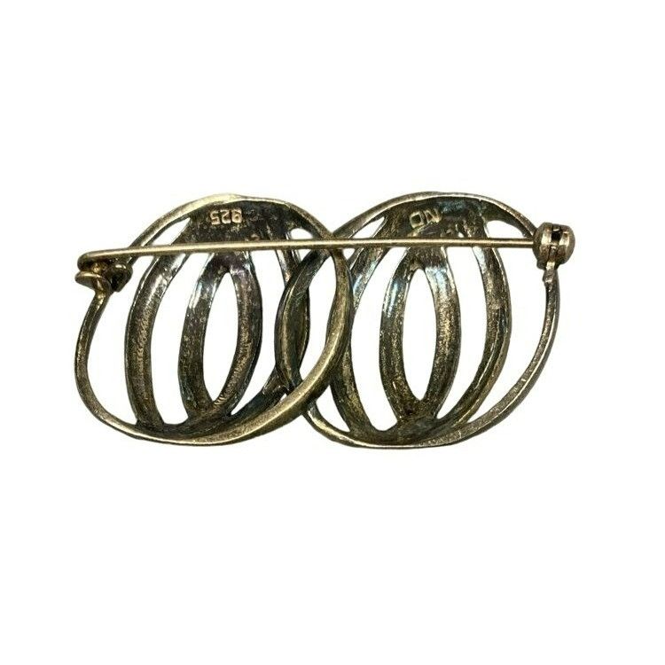 Other Vintage 925 Sterling Silver Double Circle Wreath Brooch Pin Size ONE SIZE - 2 Thumbnail