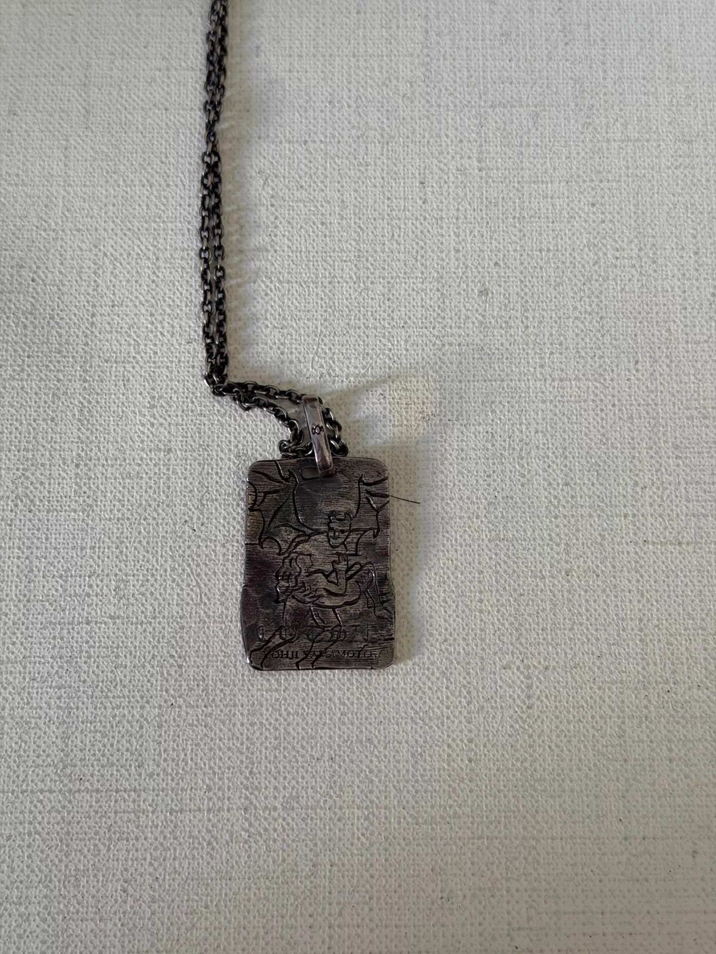 Yohji Yamamoto Yohji Yamamoto Gothic 950 Silver Devil Dog Tag Necklace Size ONE SIZE - 3 Thumbnail