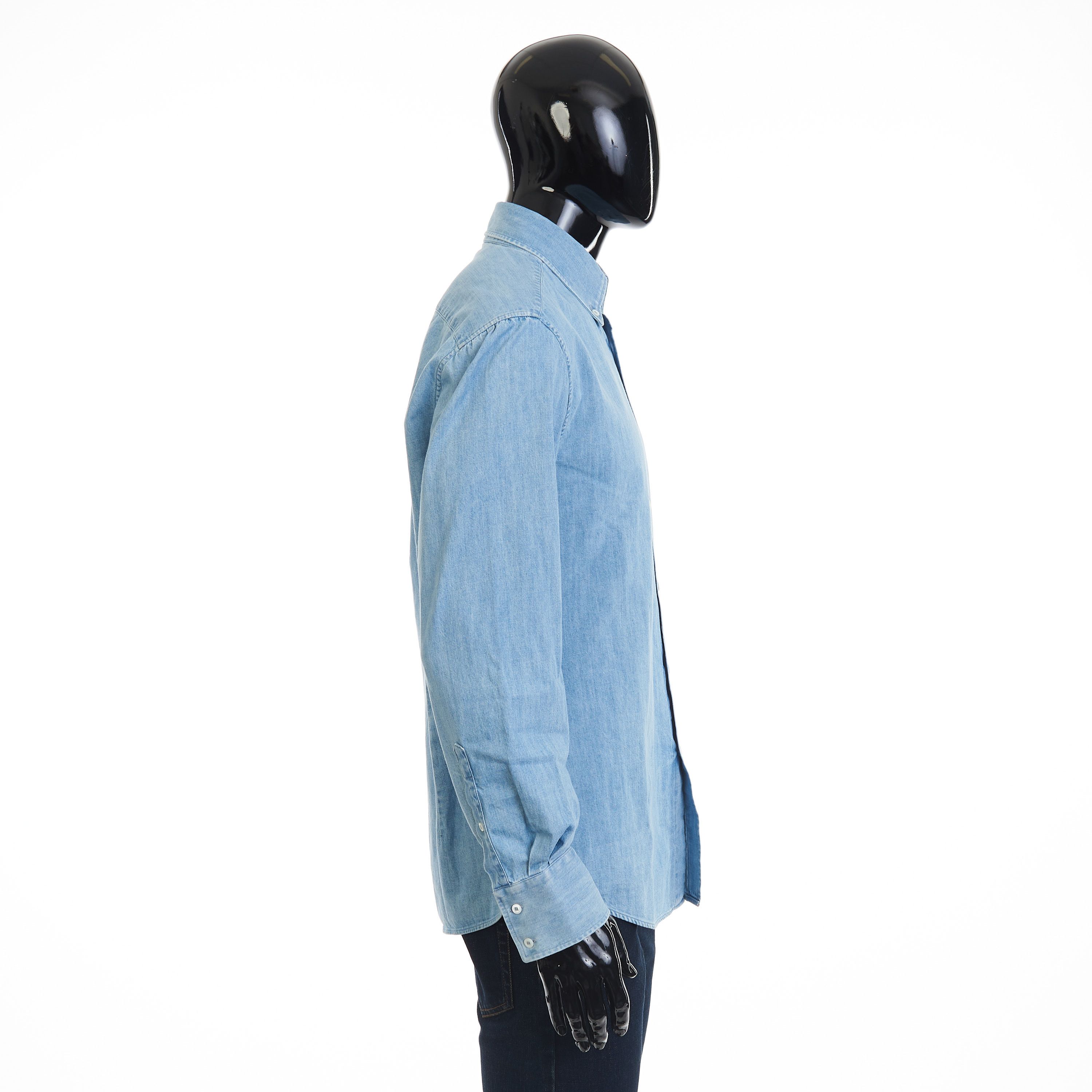 Brunello Cucinelli Denim Shirt - Slimfit, Button Down, Light Blue Cotton Size US M / EU 48-50 / 2 - 10 Thumbnail