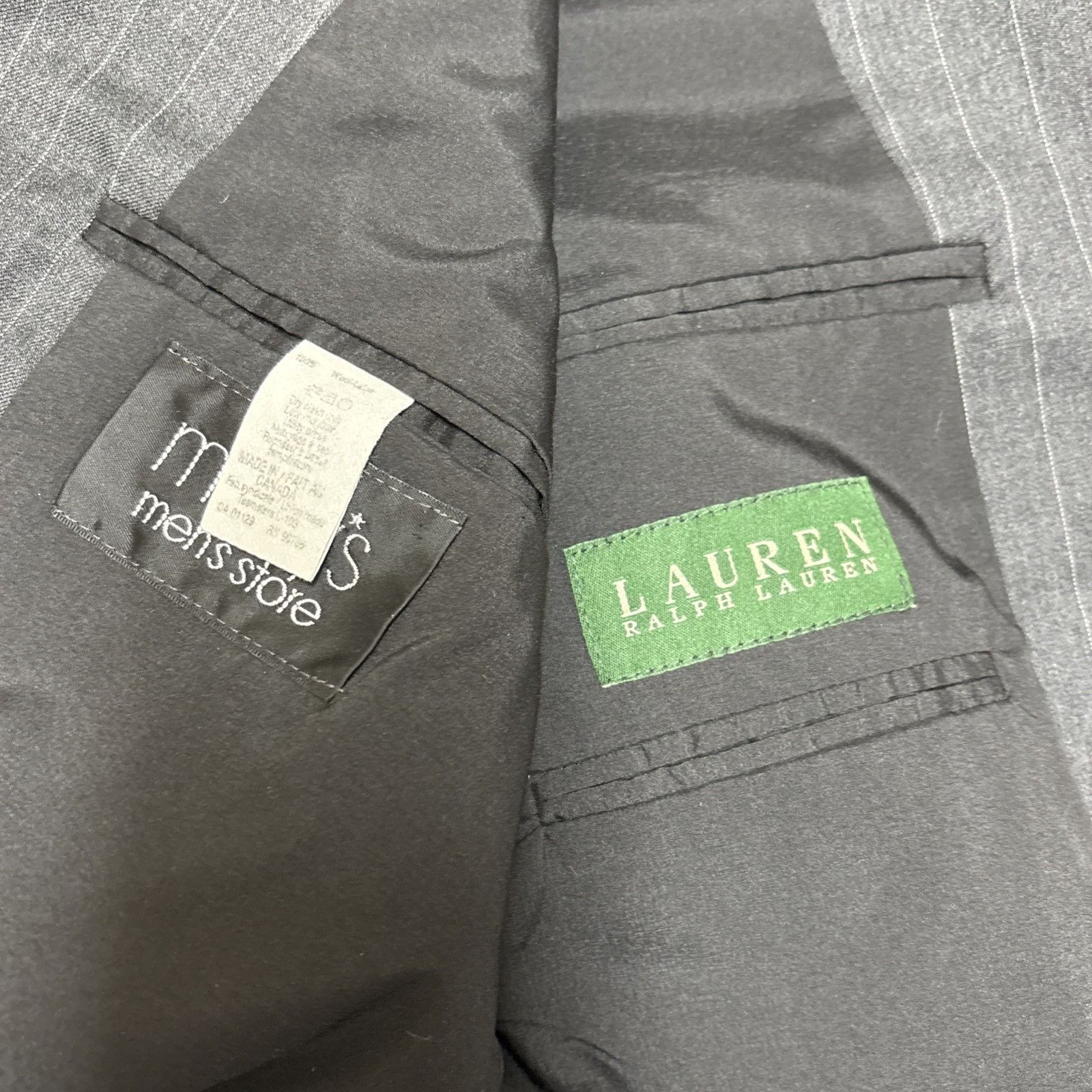 Lauren Ralph Lauren Lauren Ralph Lauren Wool Suit Jacket Mens 44R Gray Pinstripe Size 44R - 6 Thumbnail