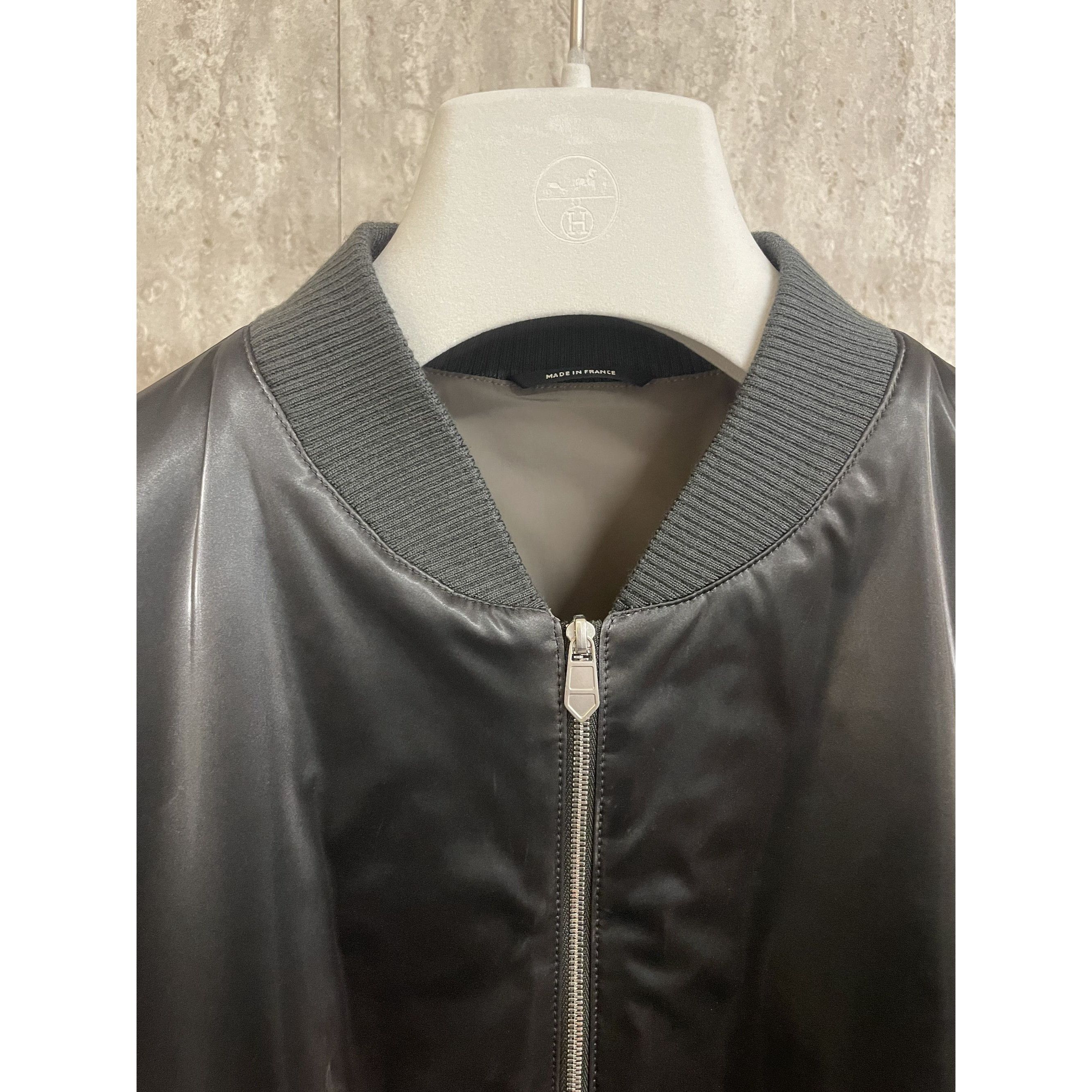 Hermes Hermes Mens Black Satin Bomber Jacket With Zippered Pockets Size US M / EU 48-50 / 2 - 6 Thumbnail
