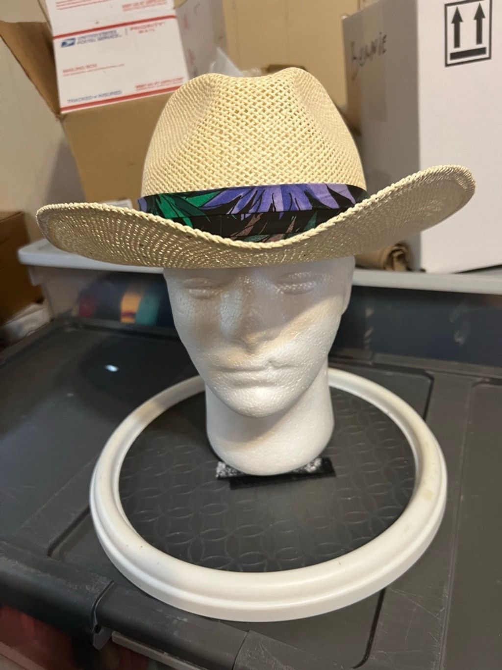Other Peter Grimm Ltd. Beige Straw Hat with Green Floral Band Size ONE SIZE - 1 Thumbnail
