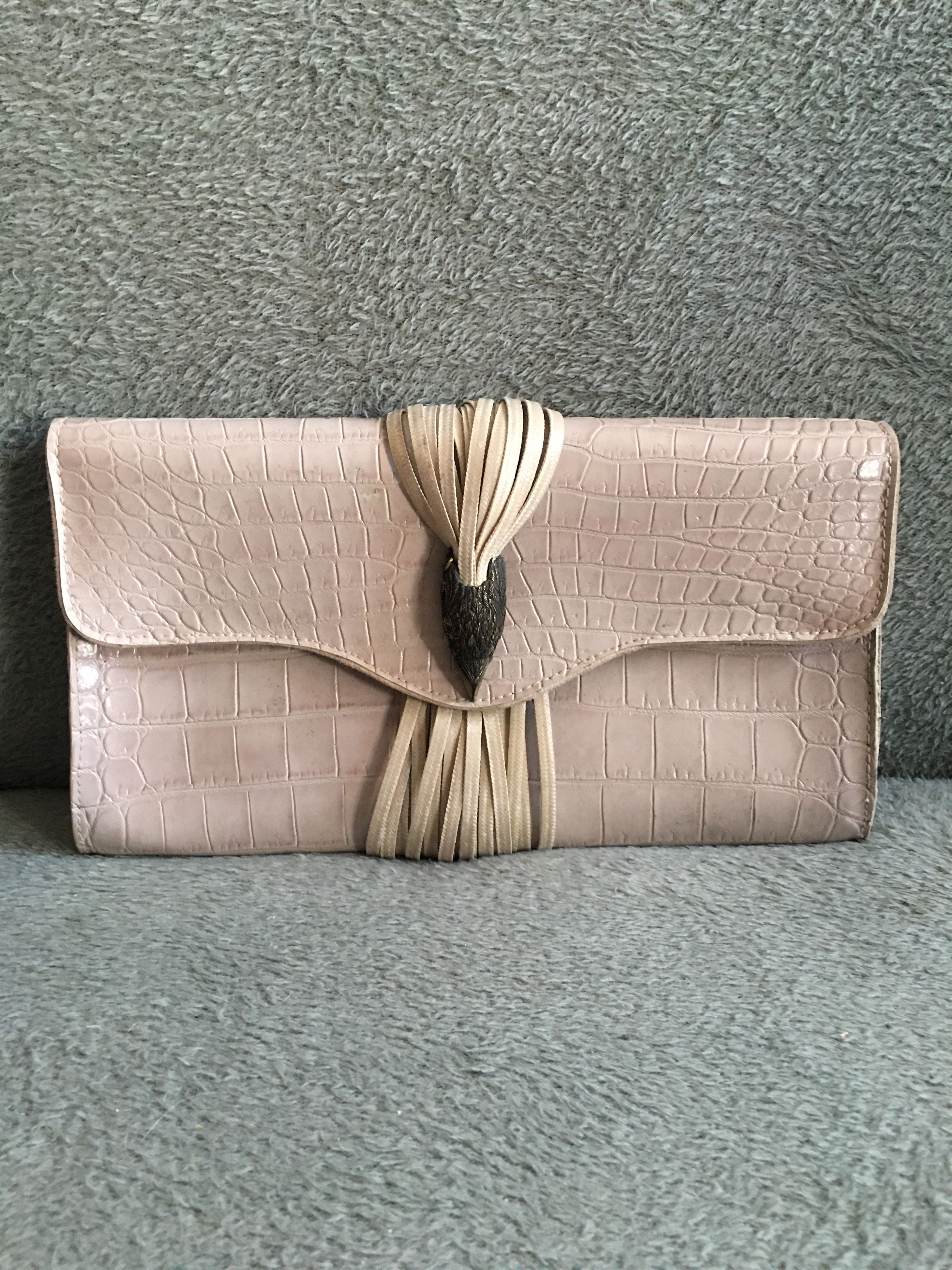 Other Raven Kauffman Couture Beige Embossed Leather Clutch Bag Size ONE SIZE - 2 Thumbnail